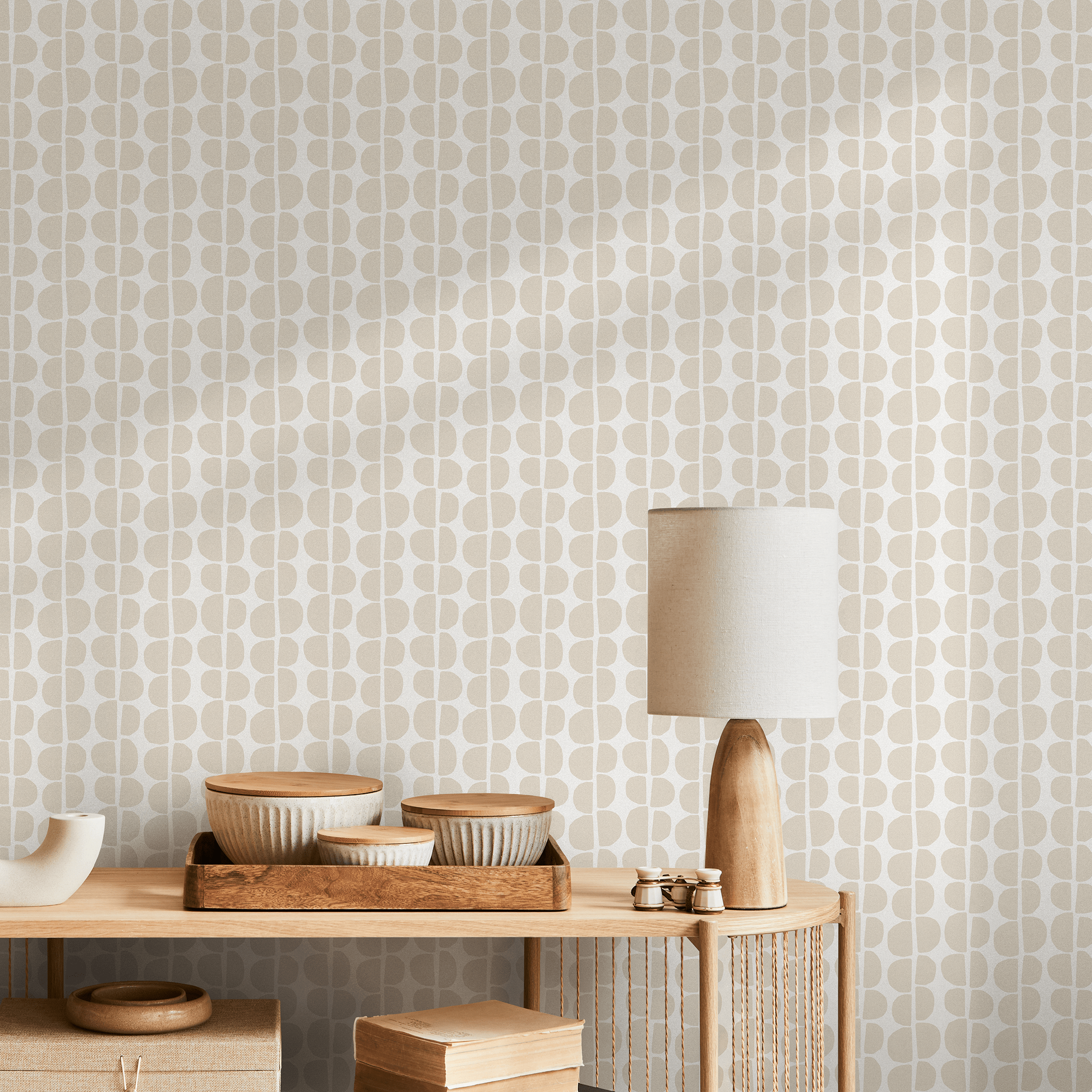 Abstract Wallpaper With A Minimalist Semi-circle Pattern In Beige - C221