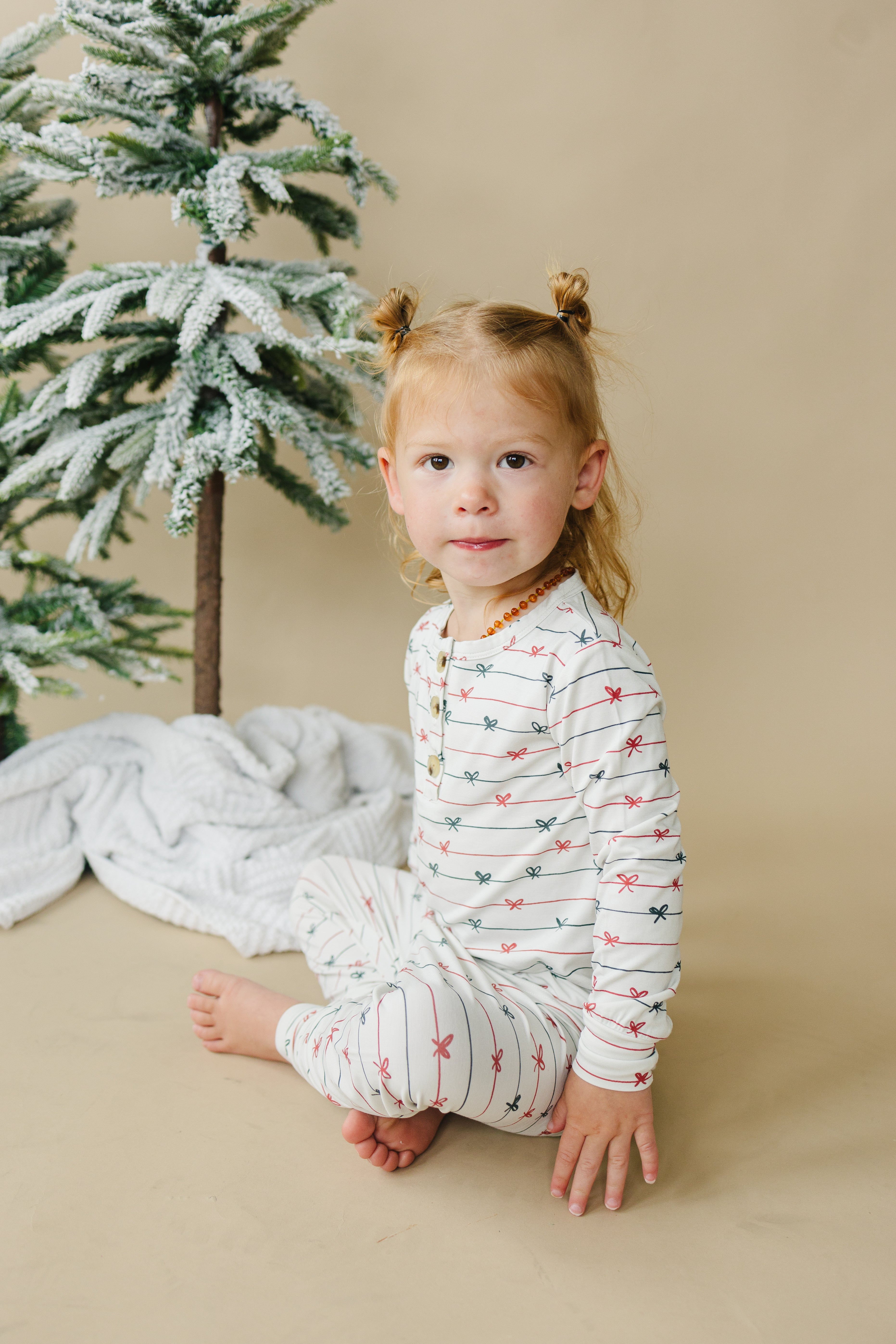 Tied With A Bow Christmas 2pc Henley Bamboo Pajamas