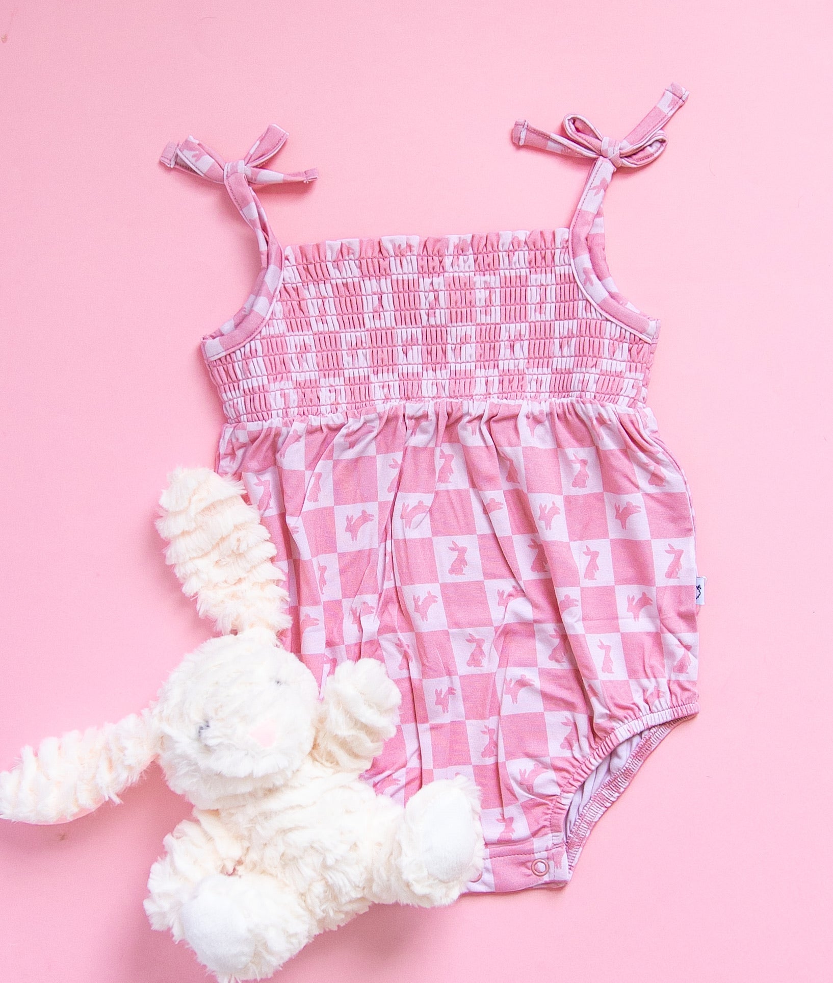 Hoppity Blush Checkers Dream Bubble Romper