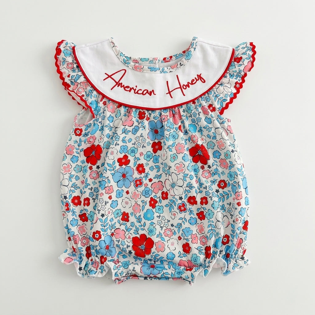 American Honey Embroidery Romper