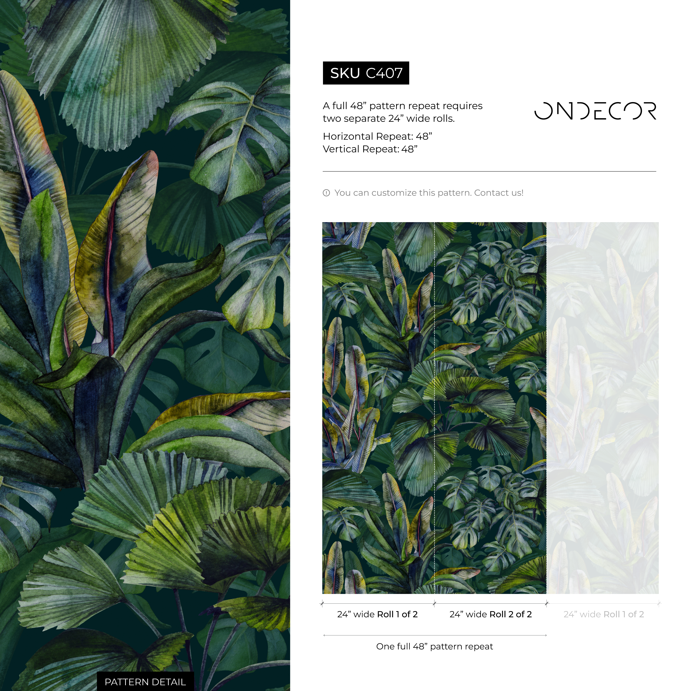 Botanical Wallpaper Featuring Lush Monstera And Palm Leaves In Green, Blue, And Yellow - C407