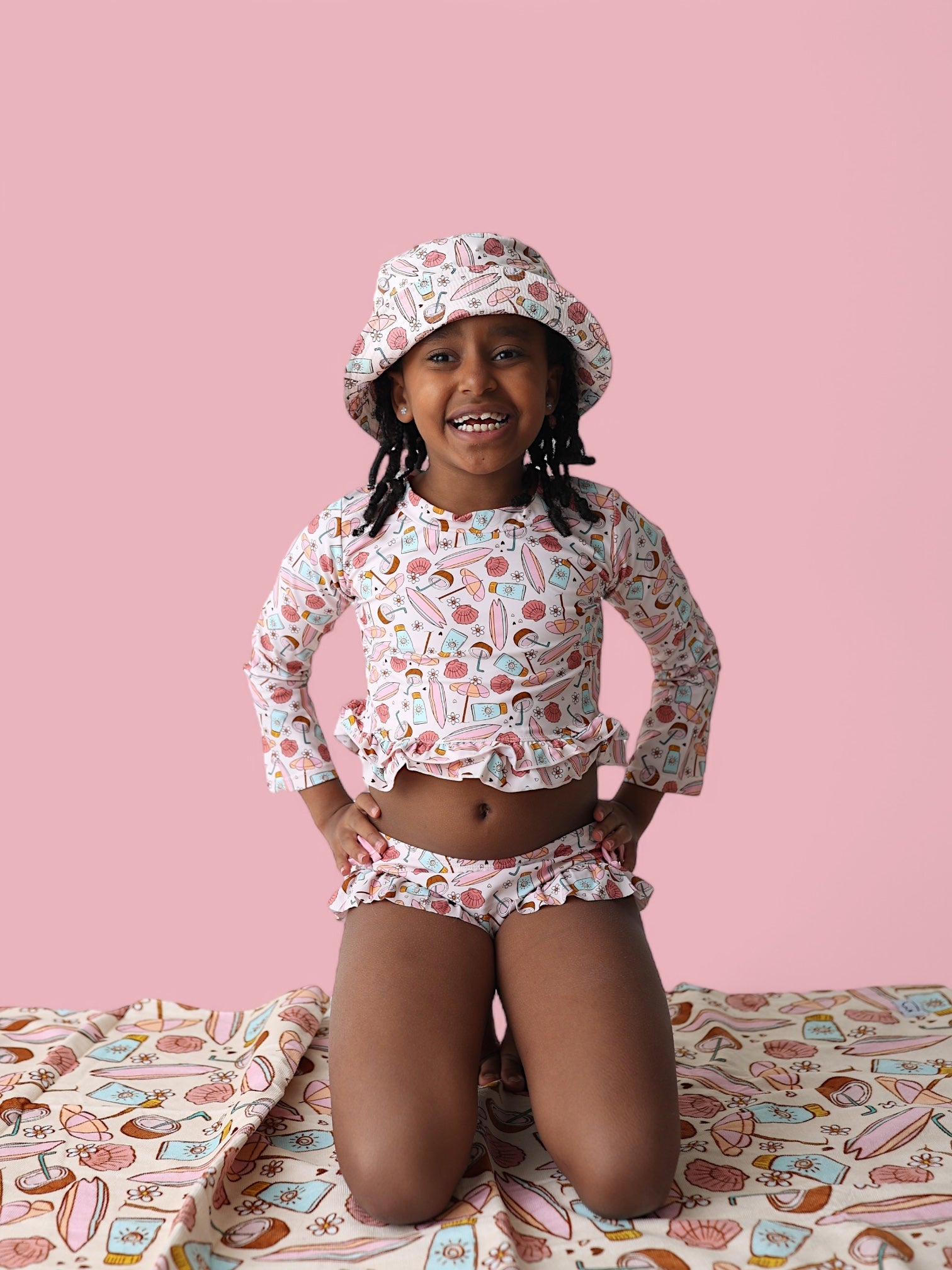 Fun In The Sun Dream Two-piece Rash Guard Ruffle Swim Suit