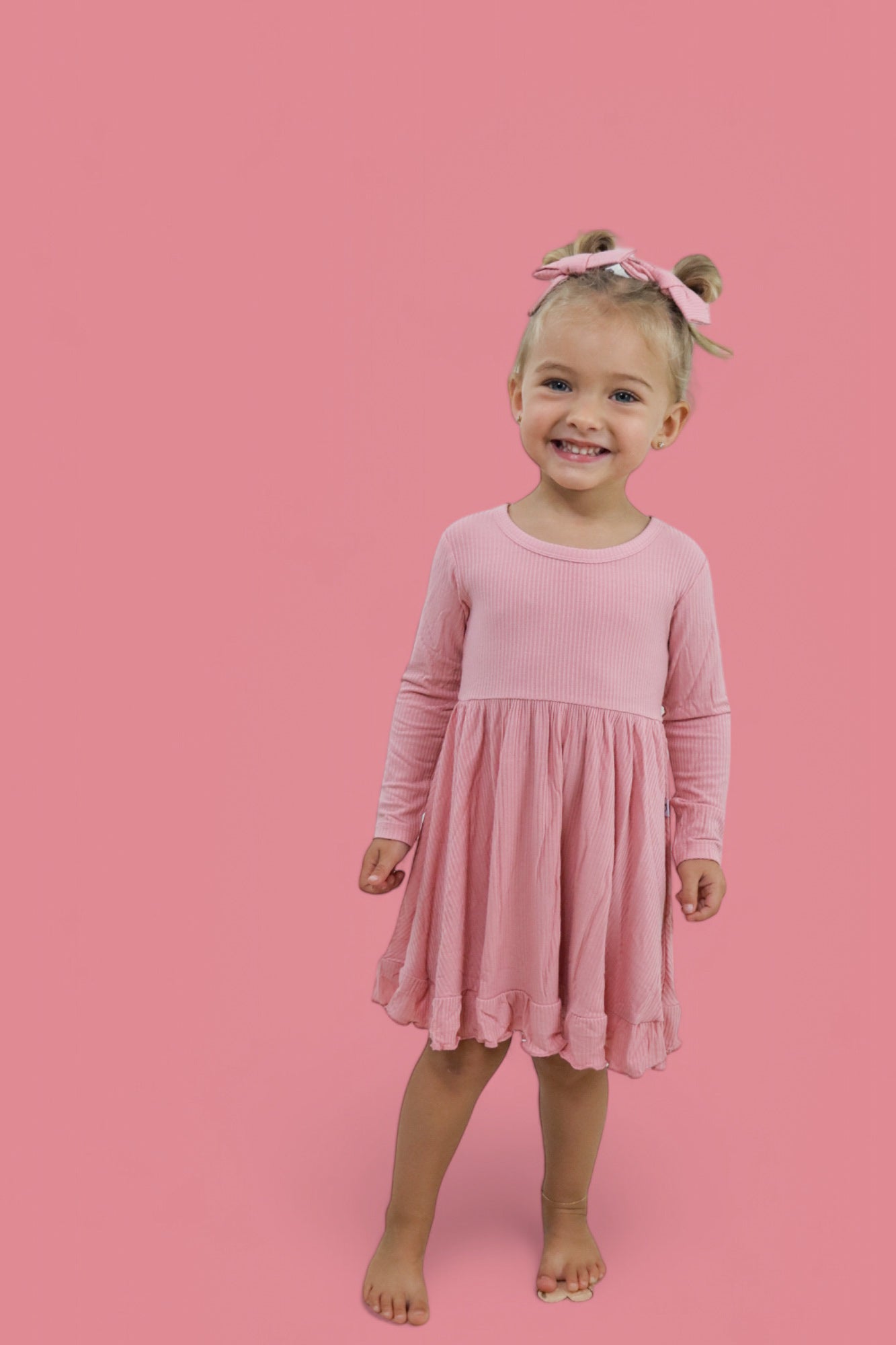 Mauve Rib Dream Ruffle Dress