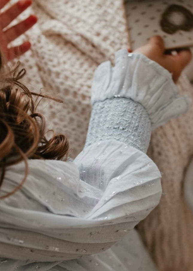 Harlow | Cotton Sparkle Dress | Baby Blue