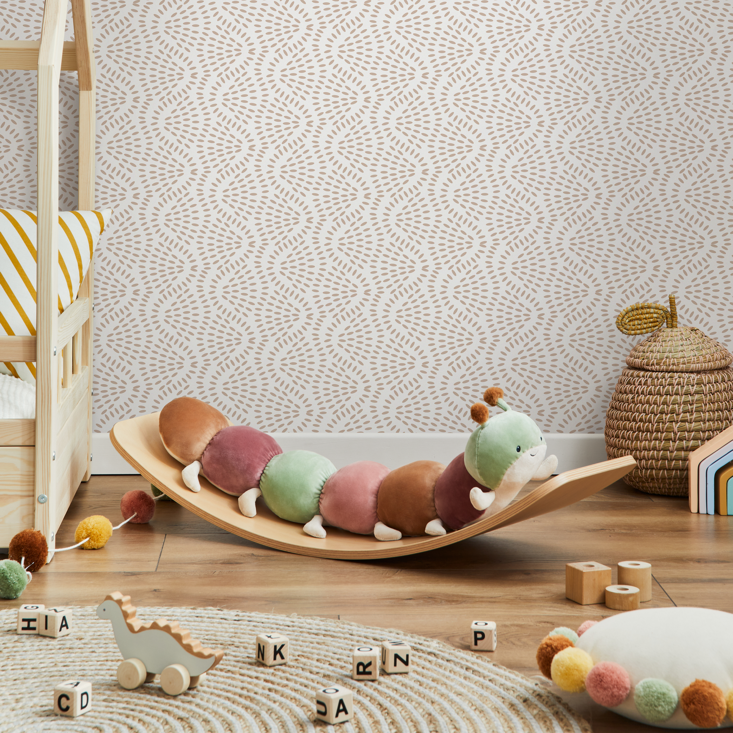 Abstract Wallpaper With A Radiating Dash Pattern In Beige - C594