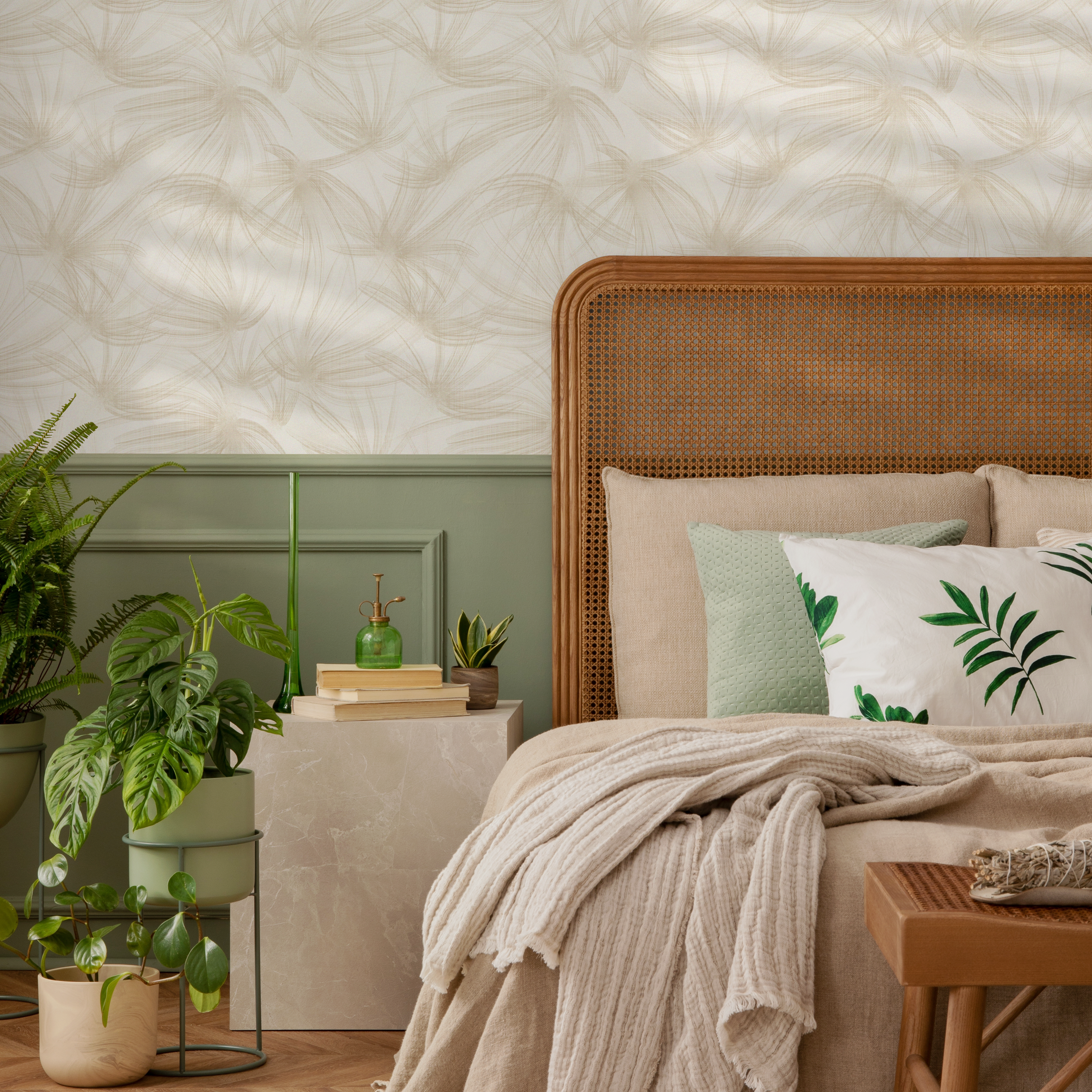 Dandelion Wallpaper With A Soft Abstract Style In Beige - C646