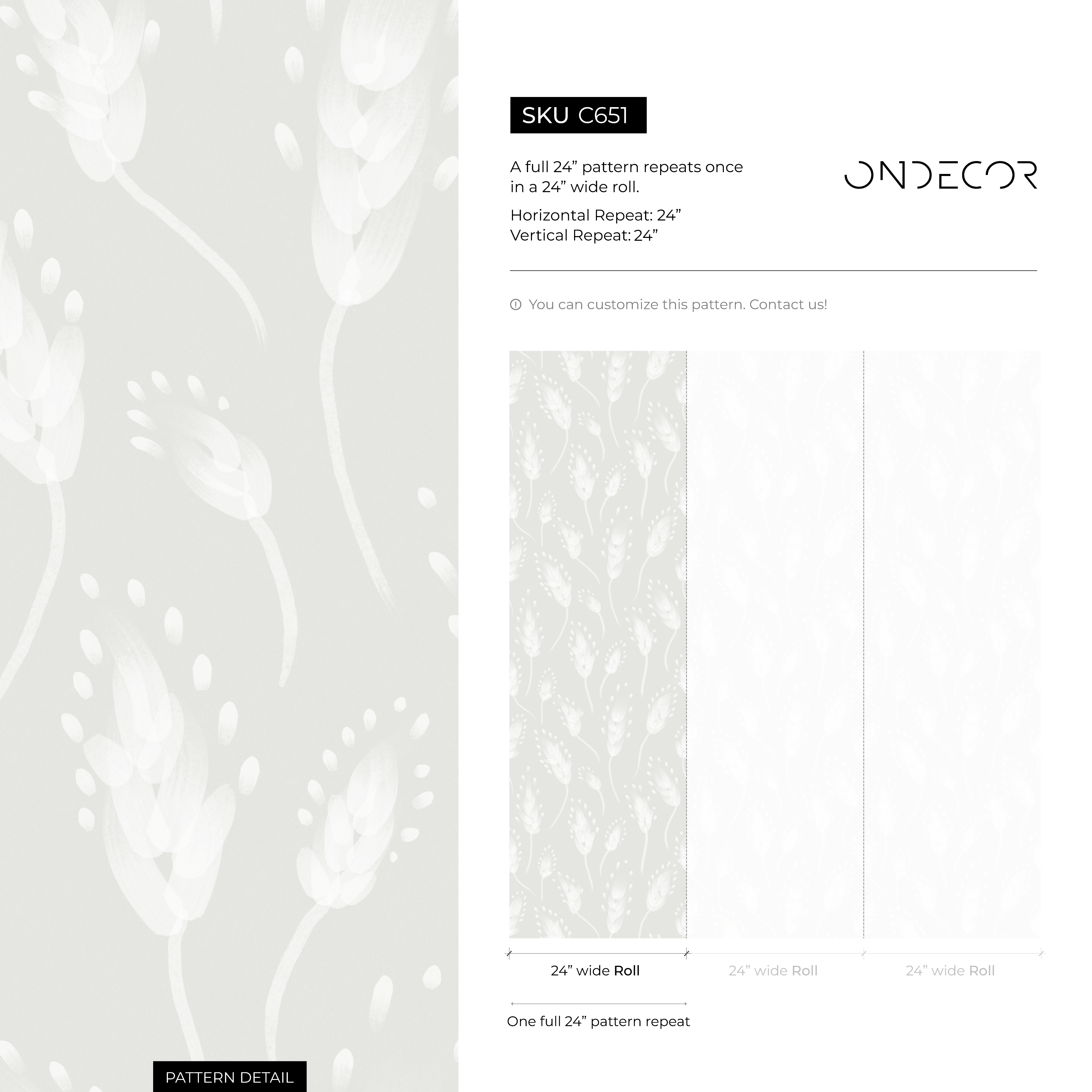 Botanical Wallpaper With A Soft Wheat Motif In Mint Green And White - C651