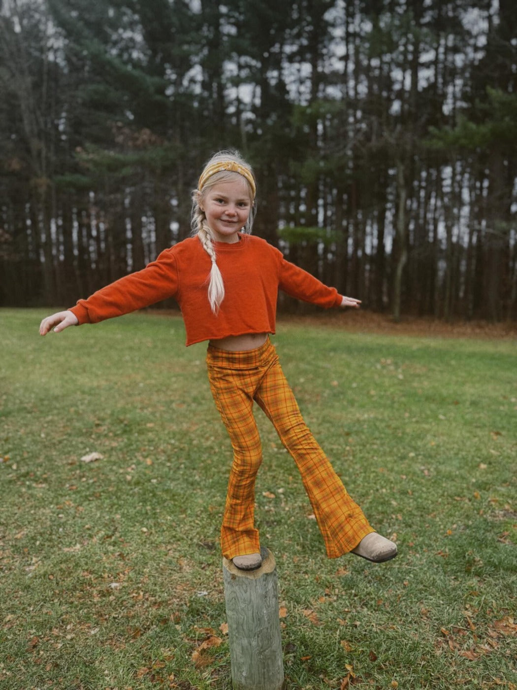 Plaid Jersey Bell Bottoms Flare Pants For Babies, Toddlers And Girls