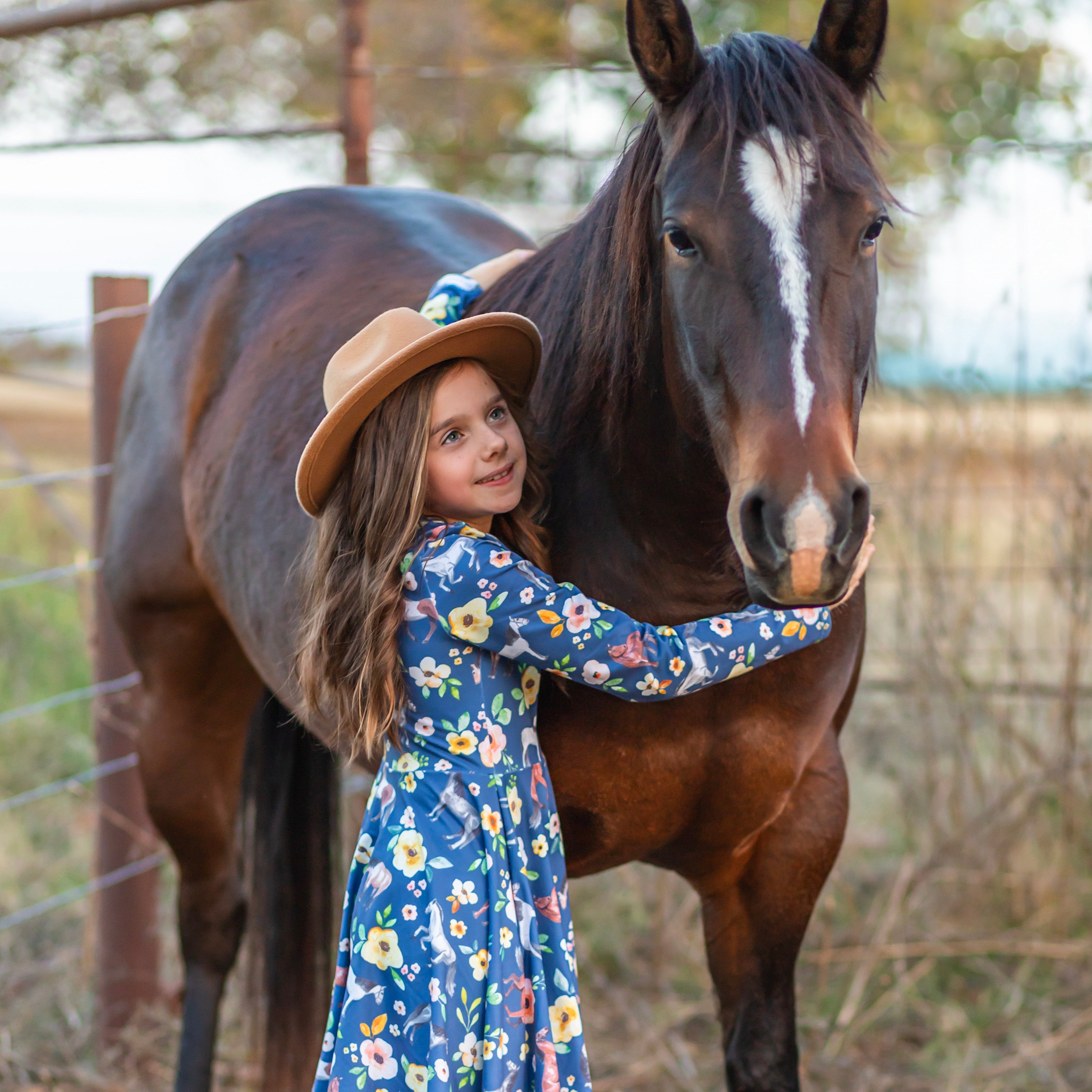 Horse Floral Twirl Dress