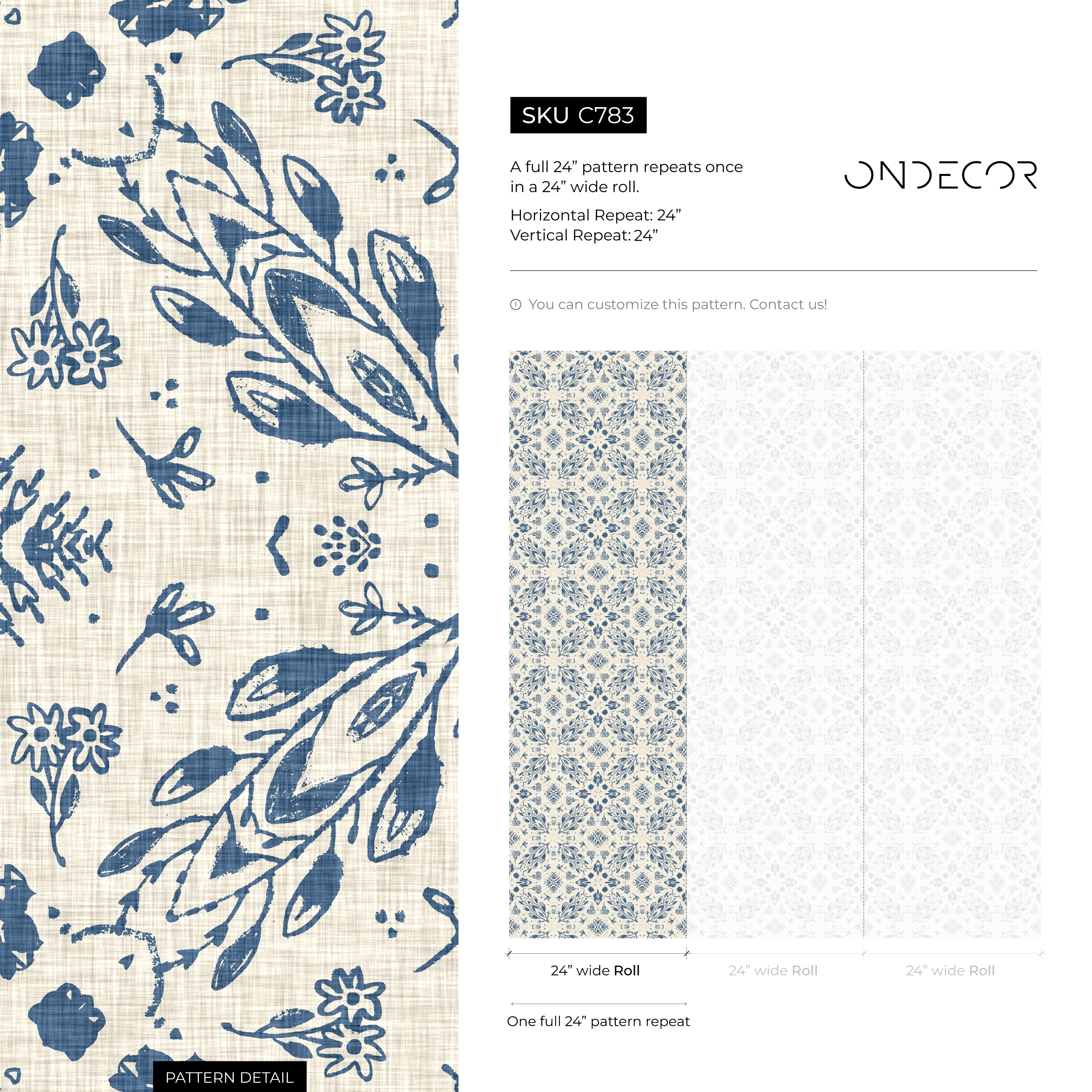 Victorian Wallpaper Featuring A Leaf Tile Motif In Blue And Cream - C783