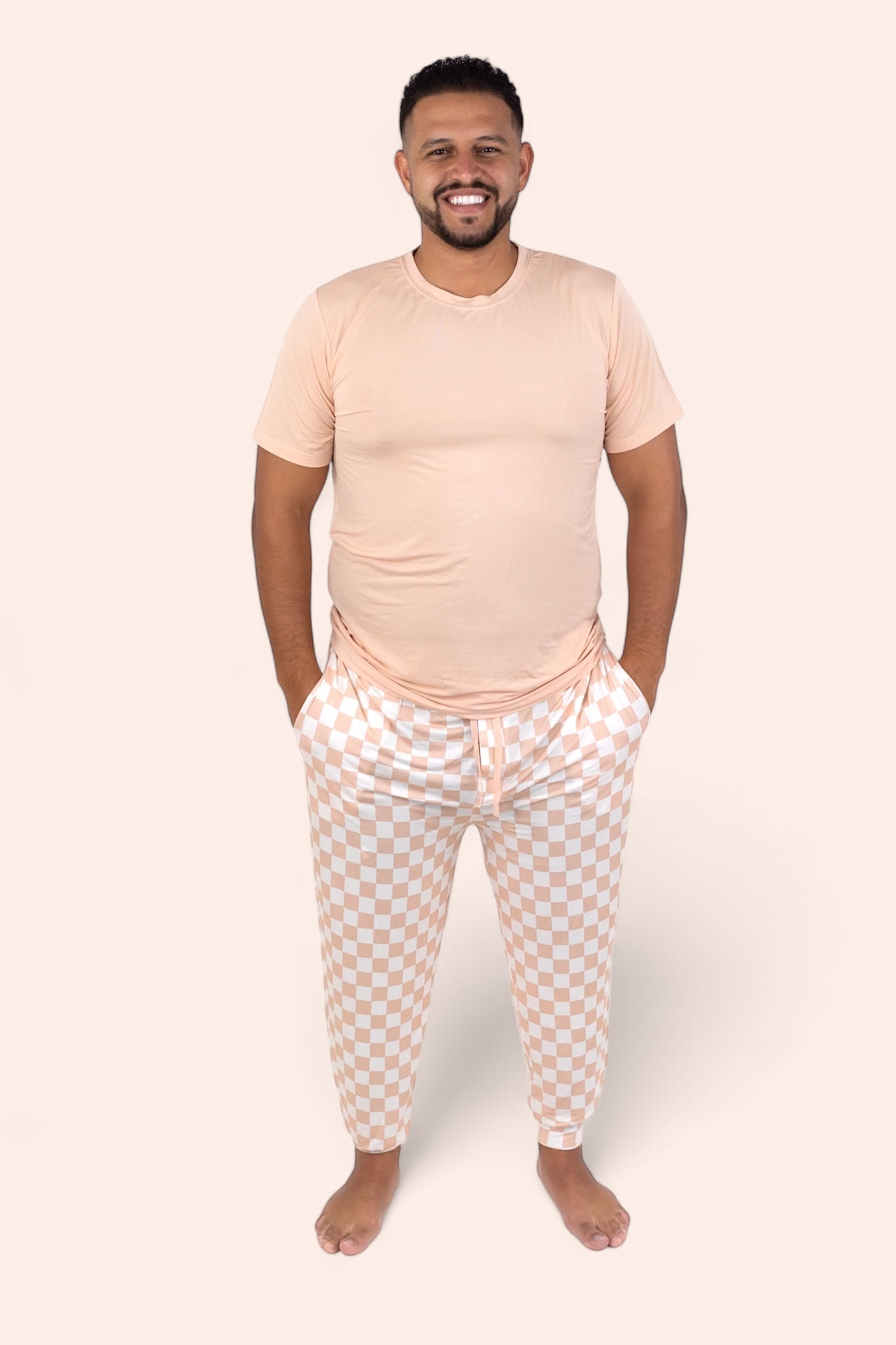 Sandy Checkers Short Sleeve Men's Dream Jogger Set