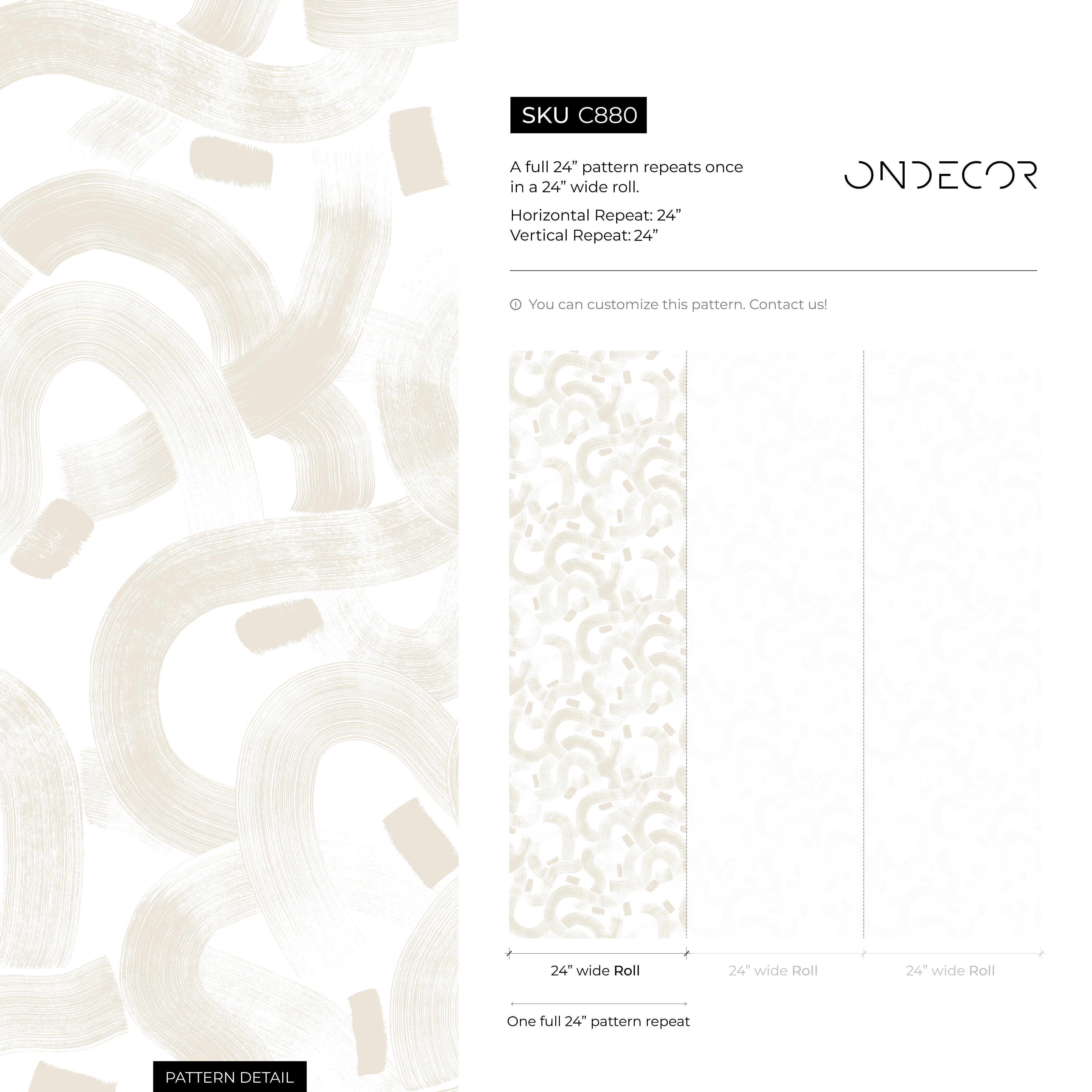 Abstract Wallpaper With Wavy Brushstroke Lines In Beige And White - C880