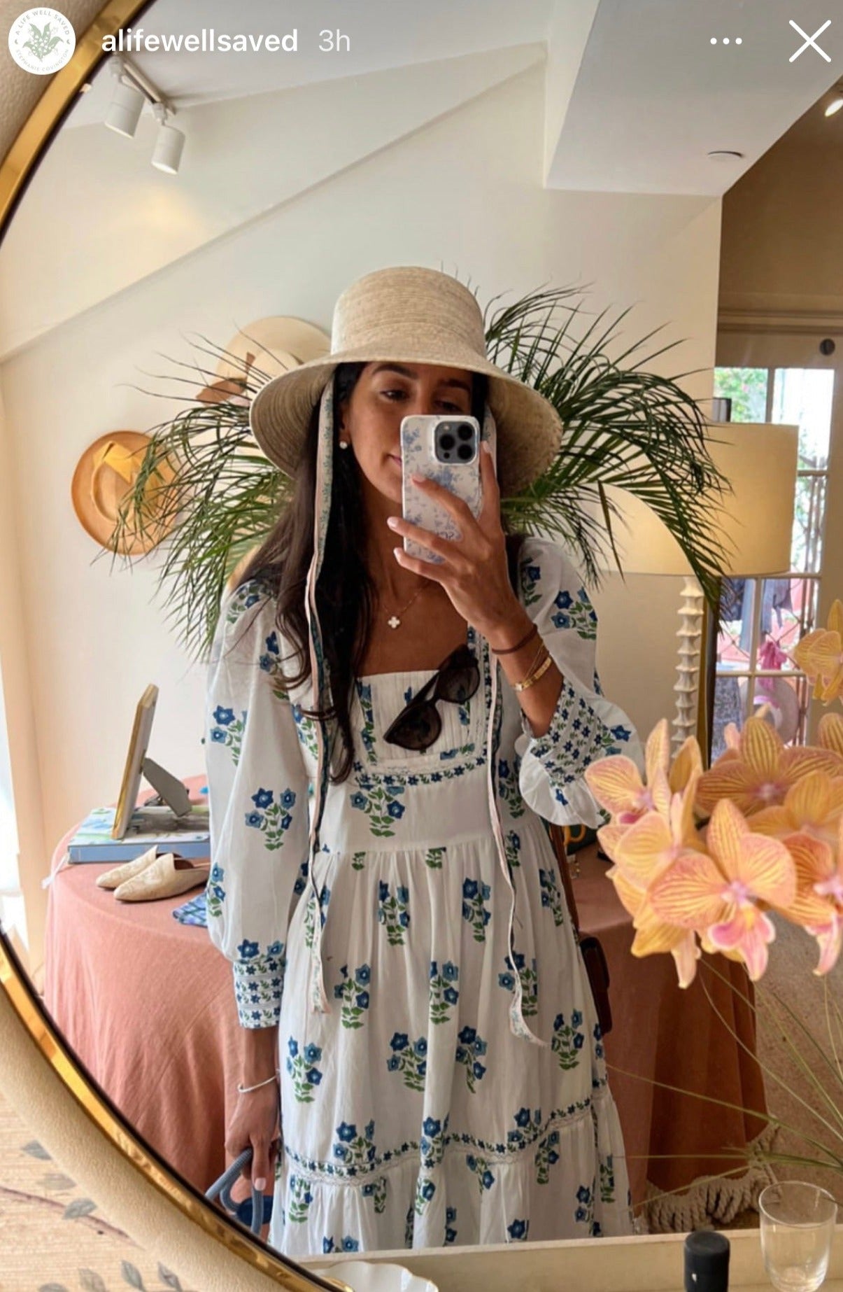 Clematis Bucket Hat - Check Block Print Hat Scarf