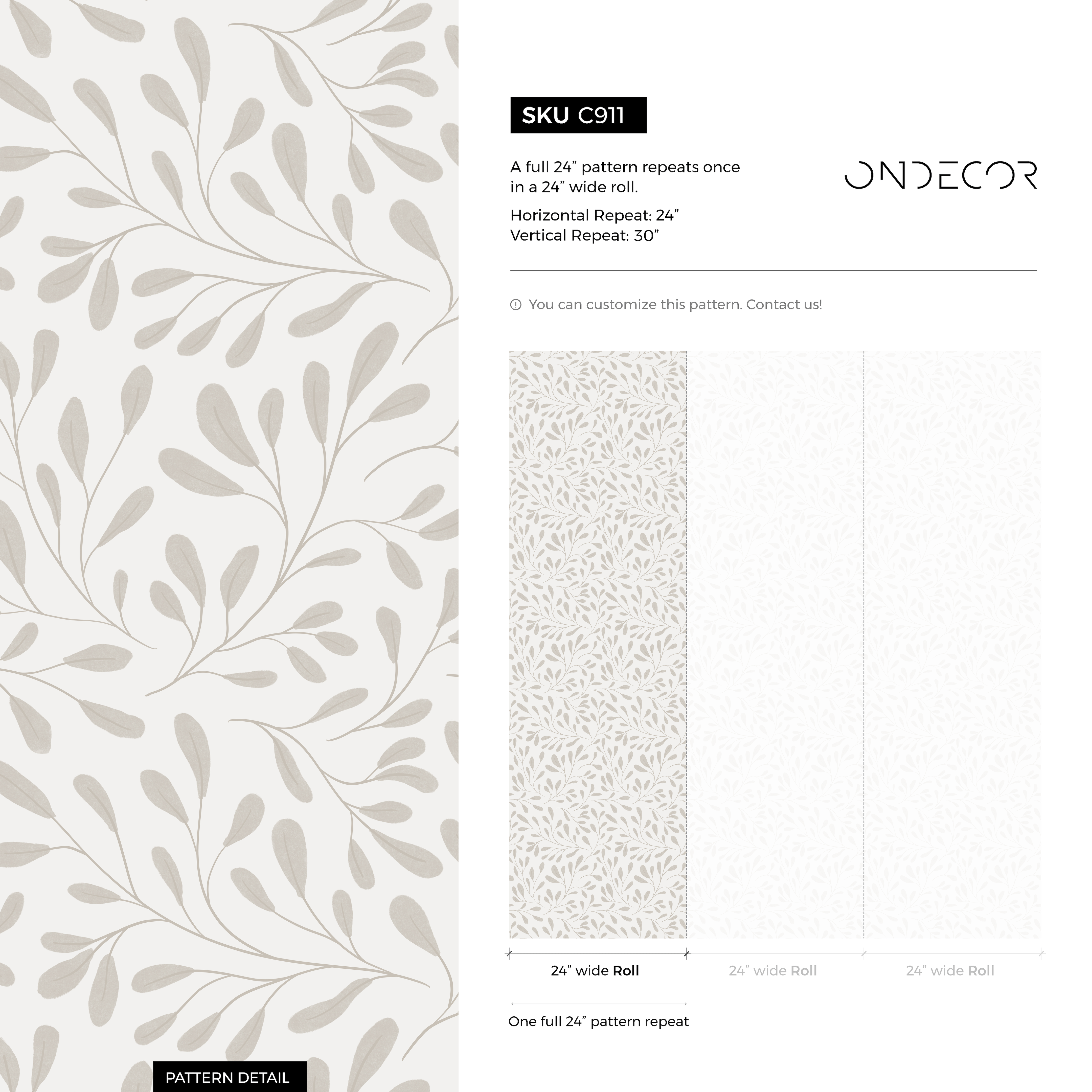 Leaf Wallpaper With A Delicate Vine Motif In Beige - C911