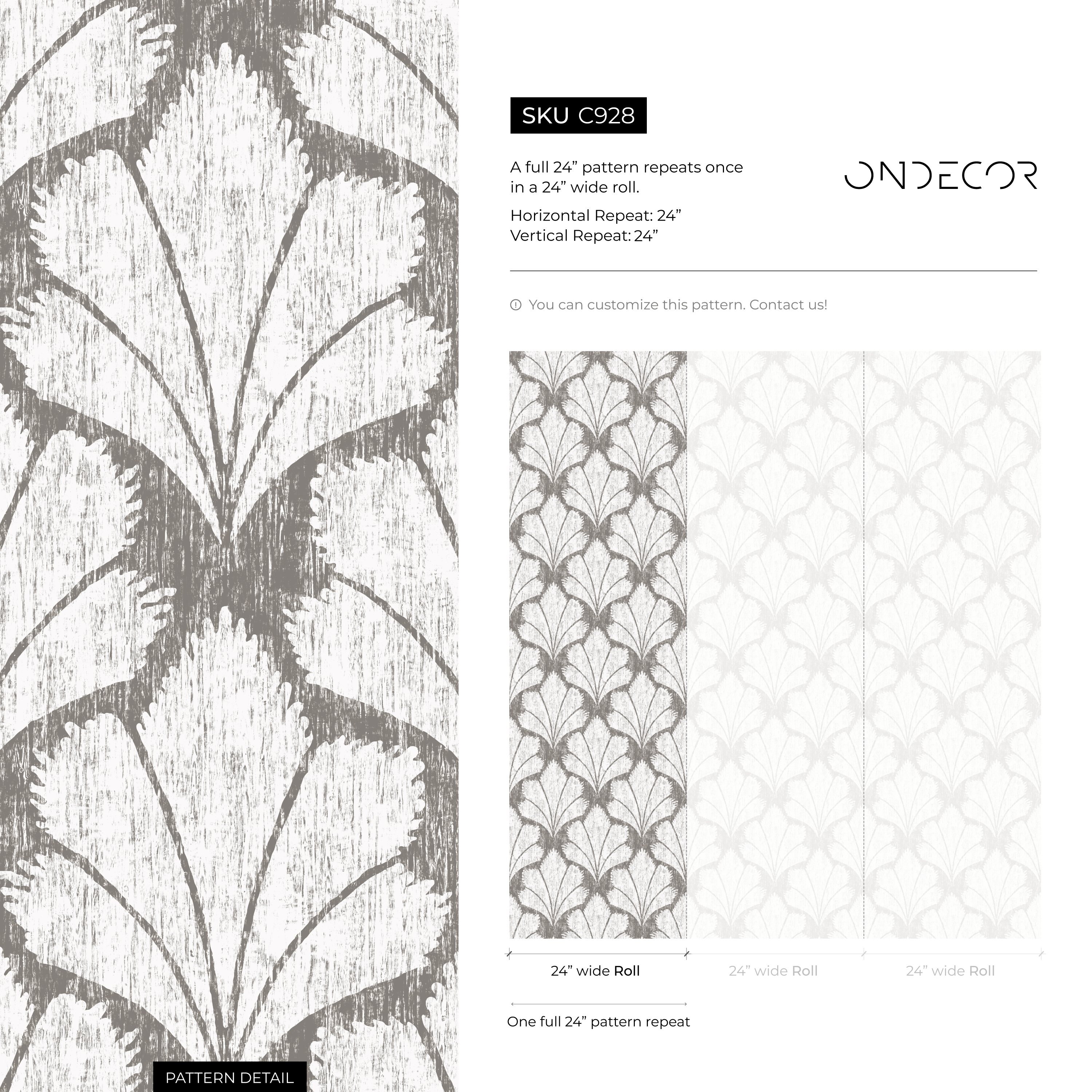 Art Deco Wallpaper With A Stylized Fan Motif In Gray And Off-white - C928