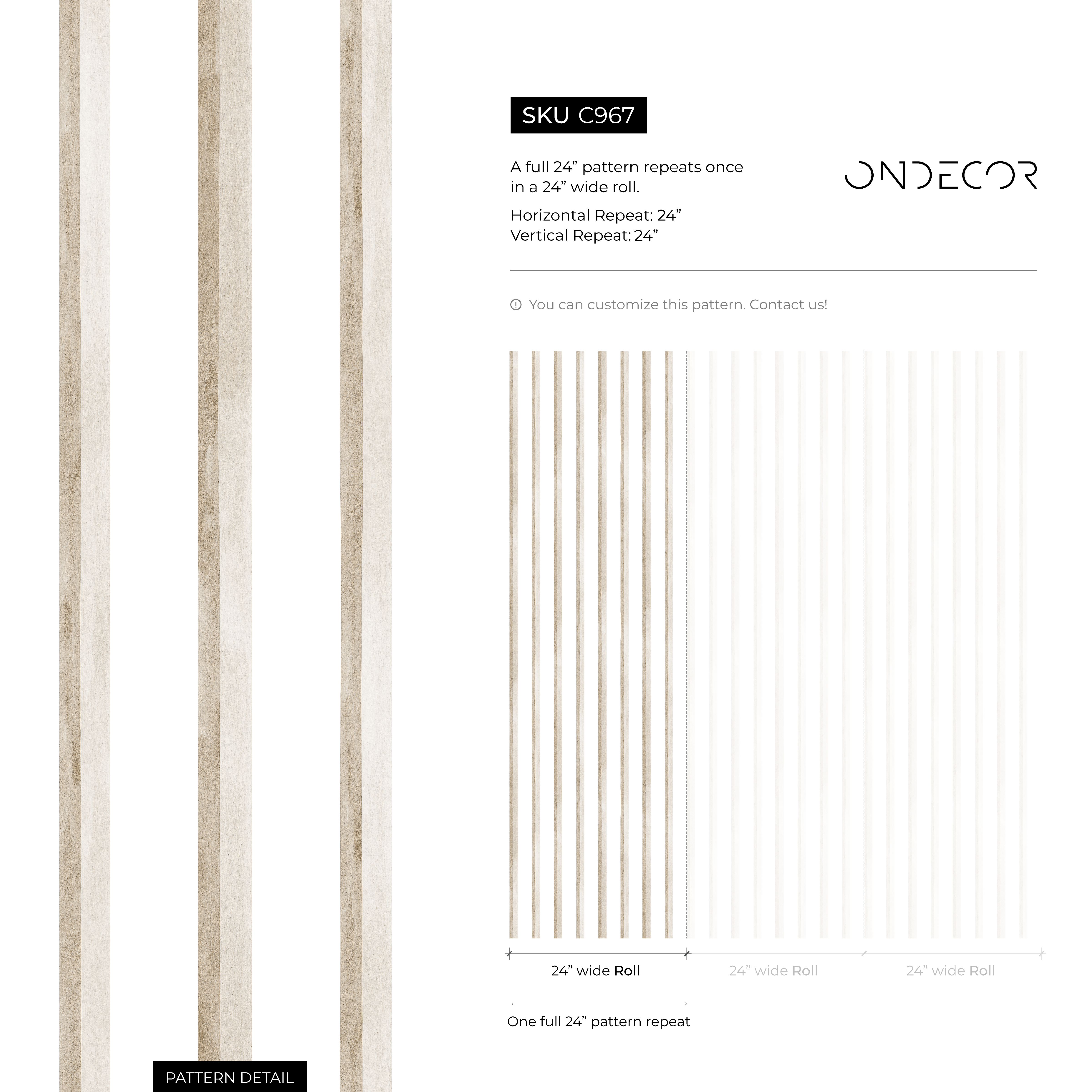 Striped Wallpaper With Vertical Textured Stripes In Beige And Taupe - C967