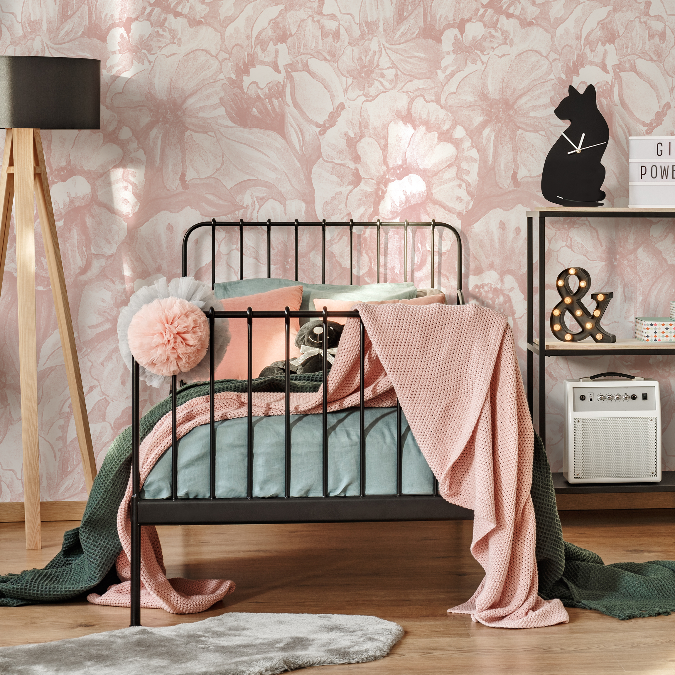 Floral Wallpaper With Watercolor Peonies In Pink - C990