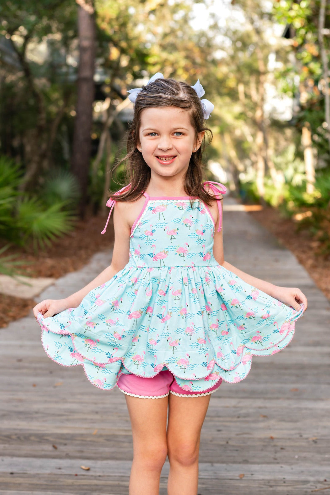 Pink Paradise Scallop Tunic Set