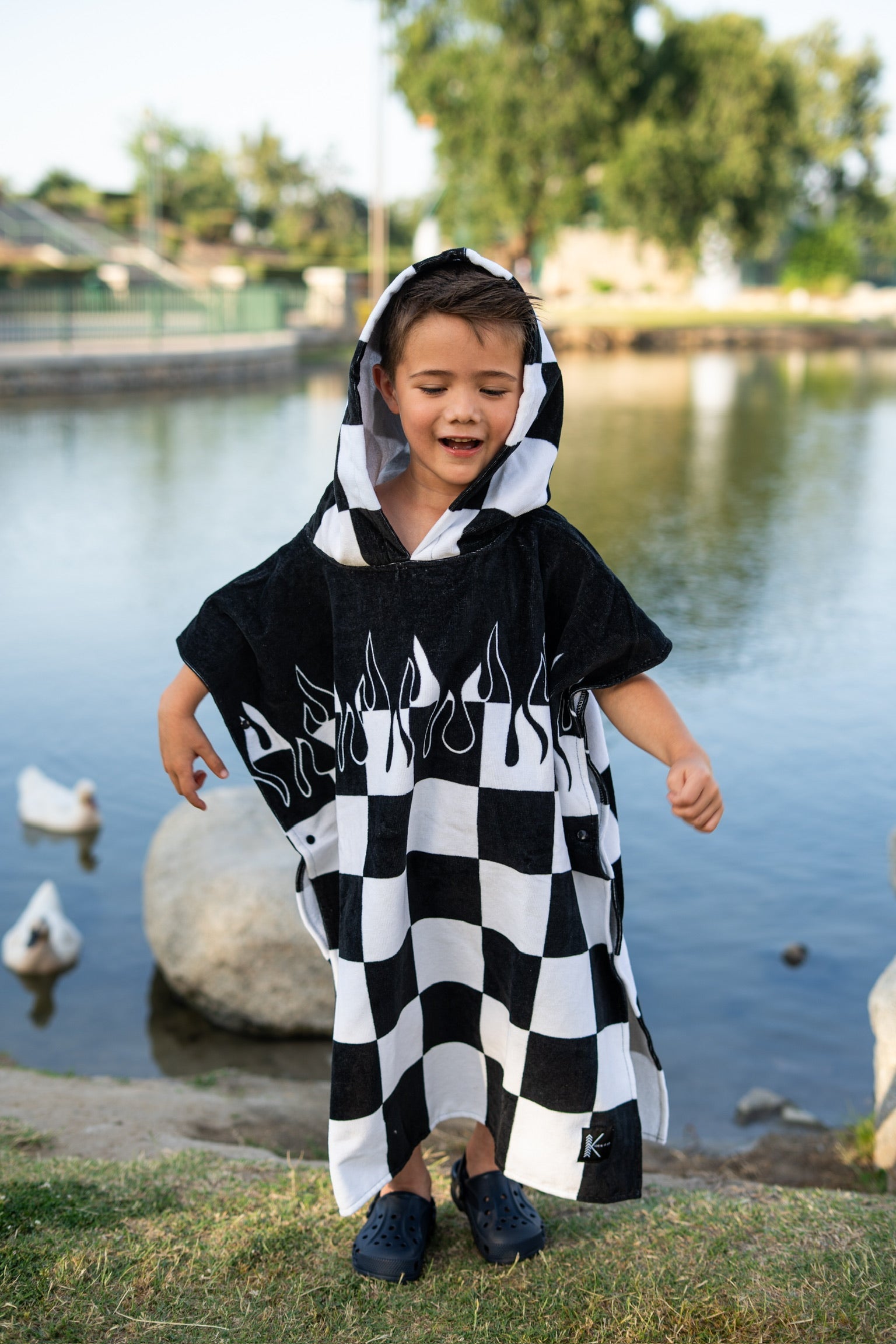 Checker Flame Hooded Towel