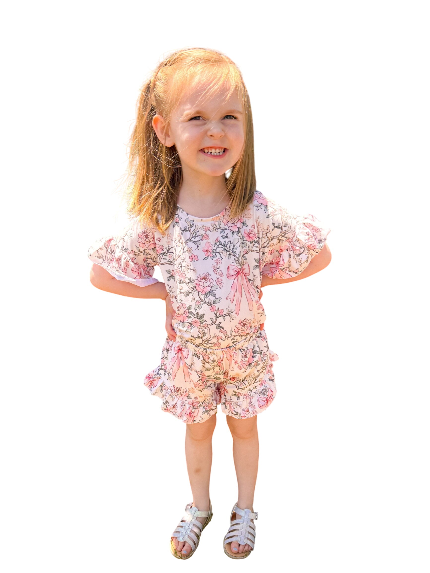 Floral Bow Ruffle Top Set