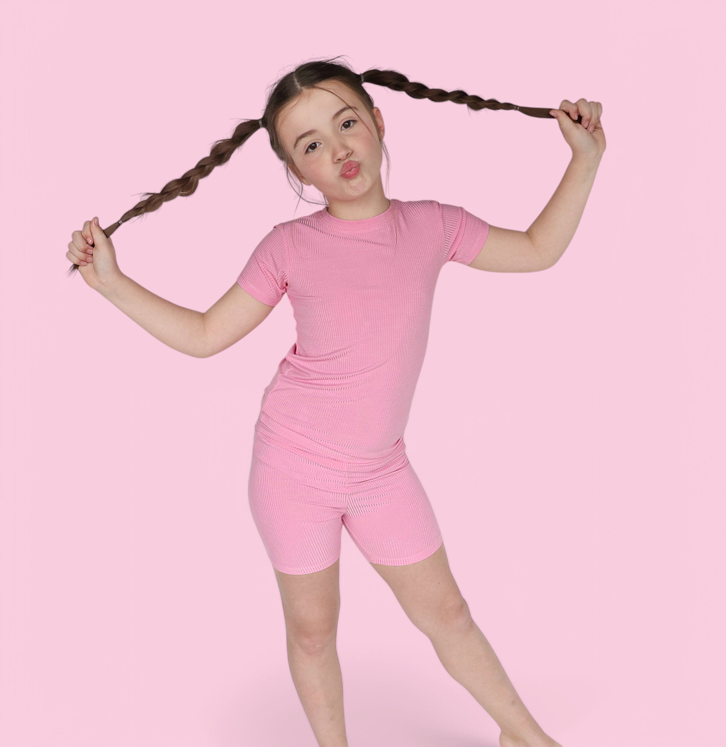 Bella Pink Rib Dream Short Set