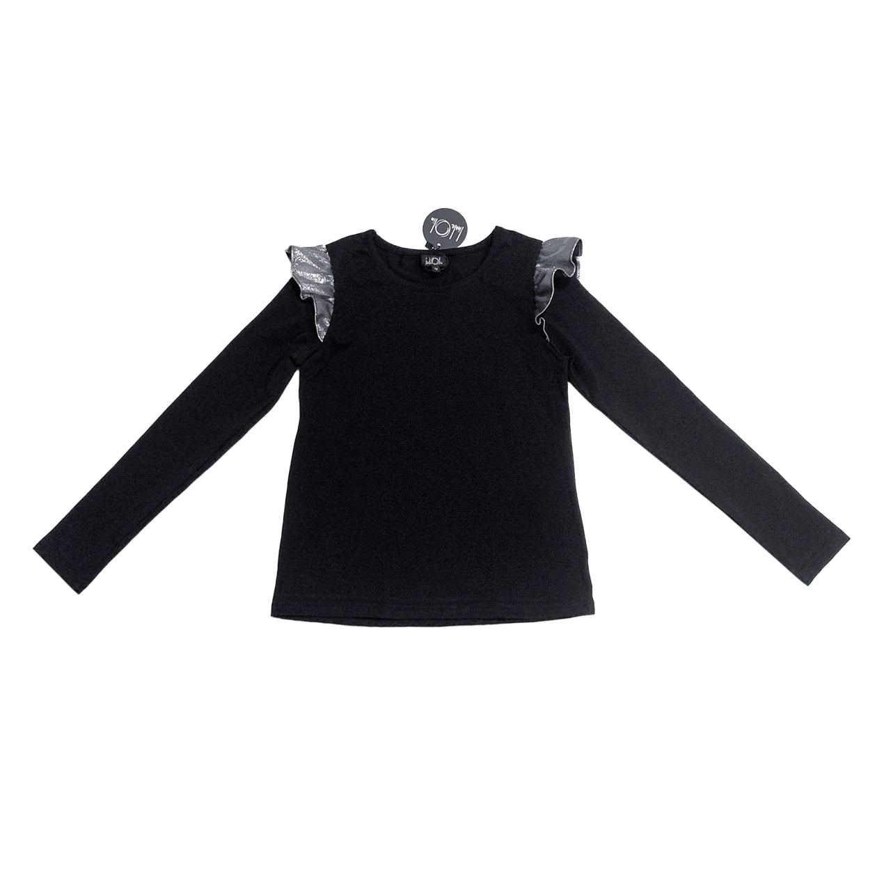 Aa Black Top With Silver Ruffle
