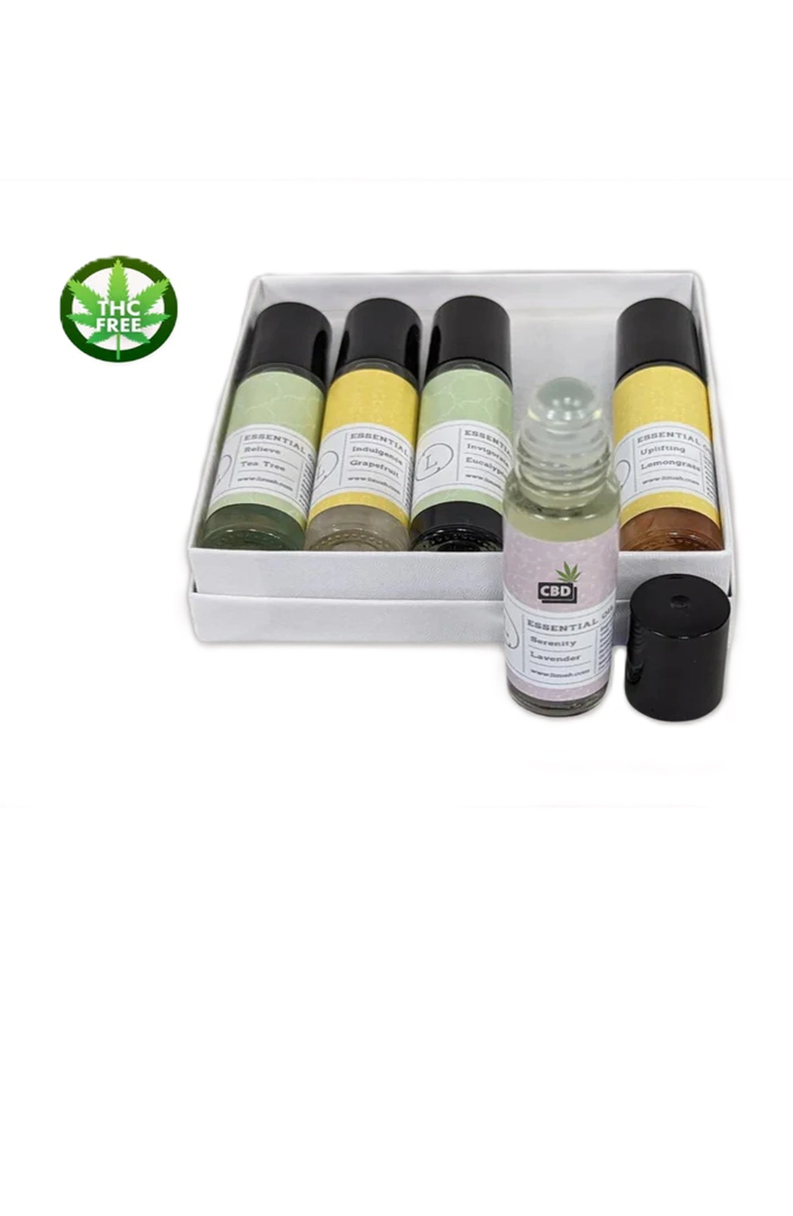 Cbd Essential Oils Roll-on Set With Crystals And Cbd (thc Free)