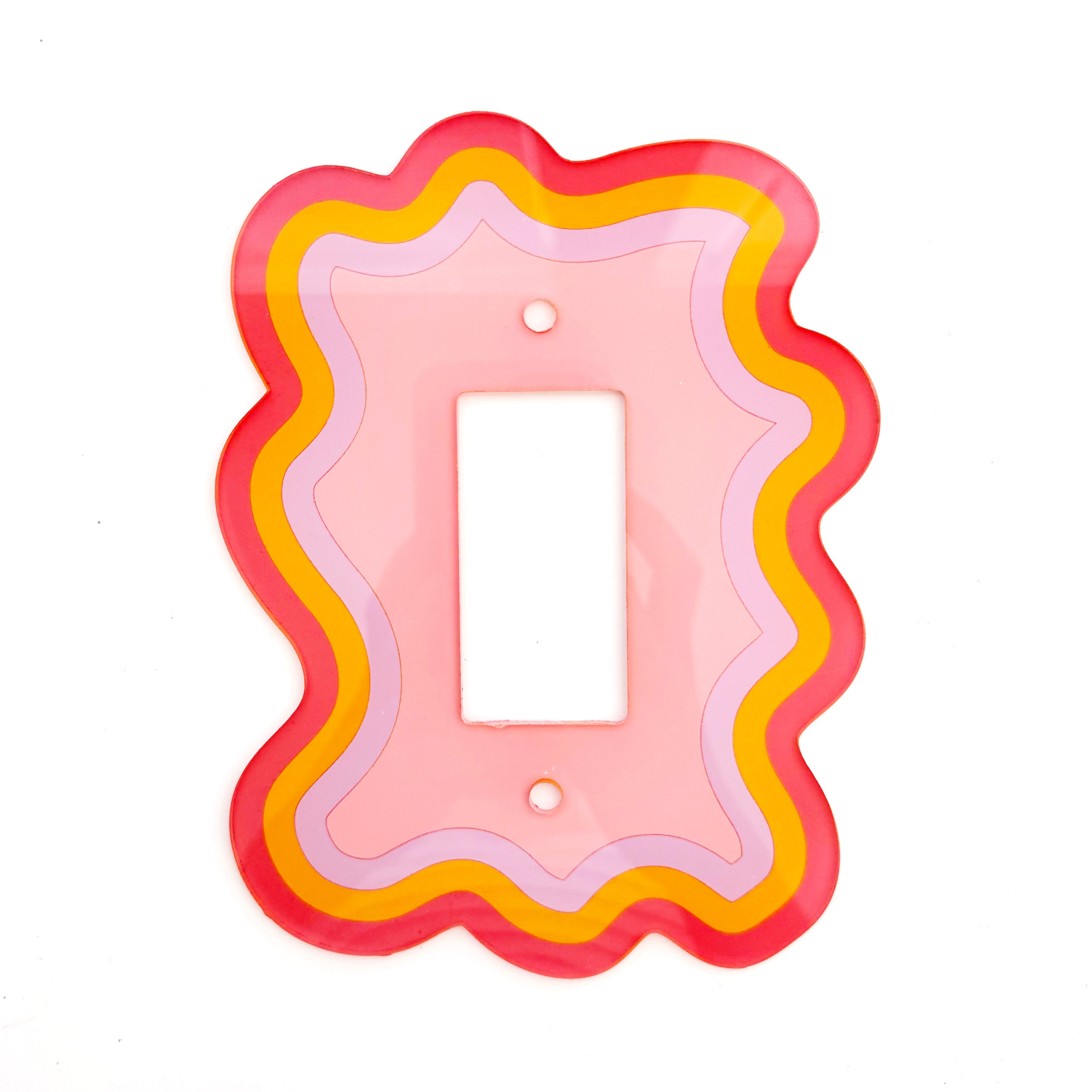 Red Squiggle Light Switch Plate