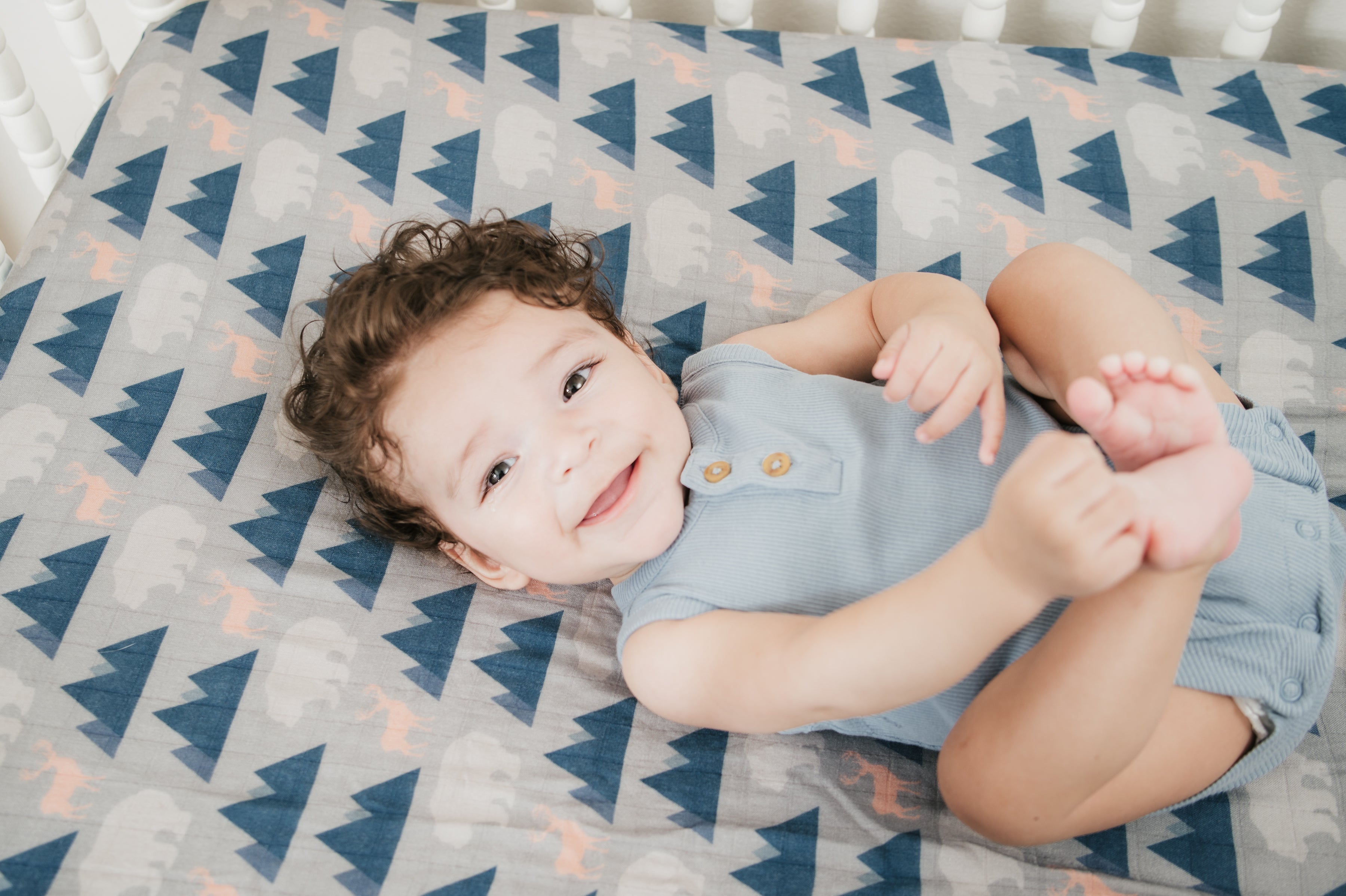 Organic Bamboo Cotton Muslin Crib Sheet In Rustic Retreat