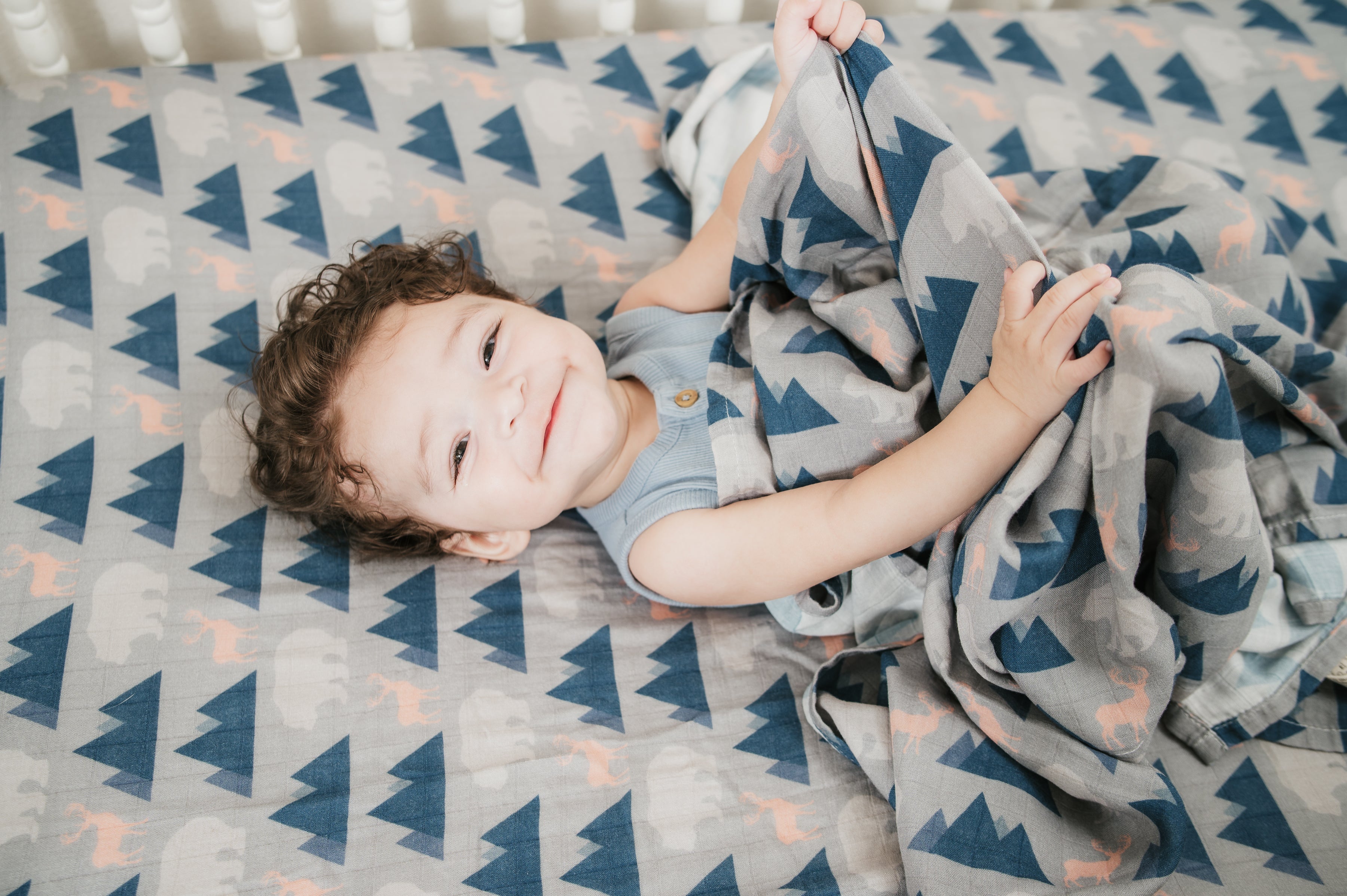 Organic Bamboo Cotton Muslin Swaddle Blanket In Rustic Retreat