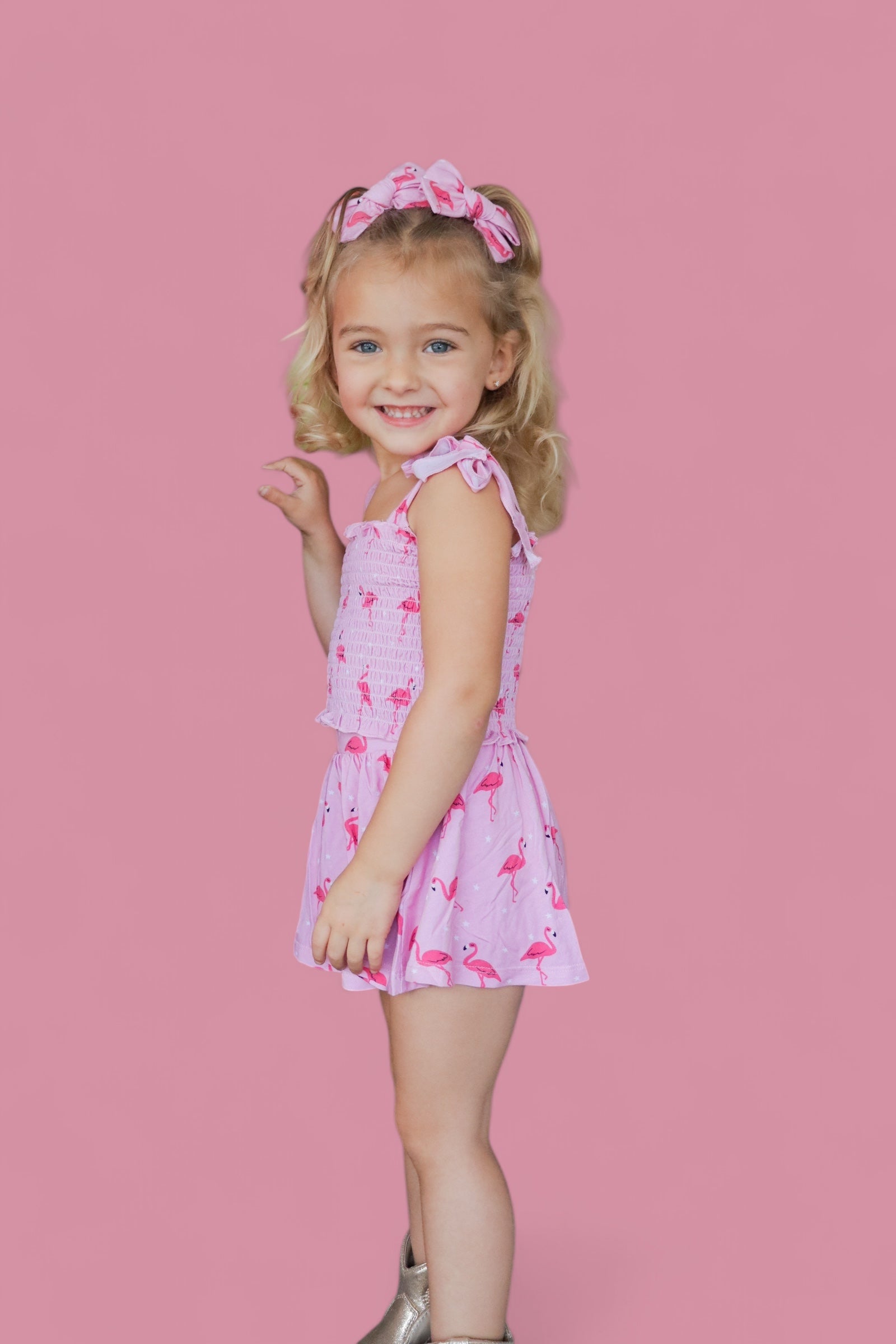 Flocking Flamingos Dream Smocked Skort Set