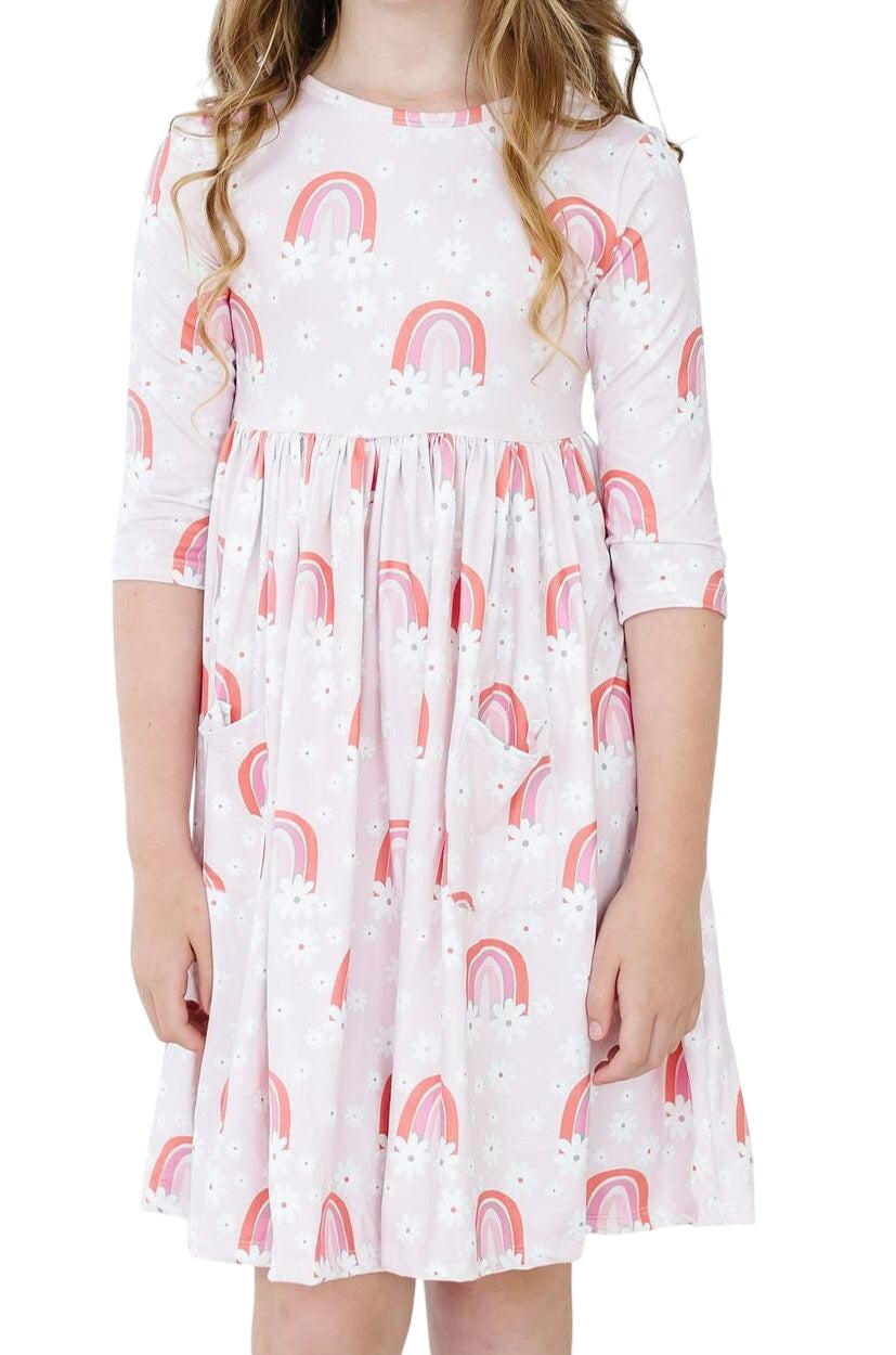 Fun & Flowers 3/4 Sleeve Pocket Twirl Dress