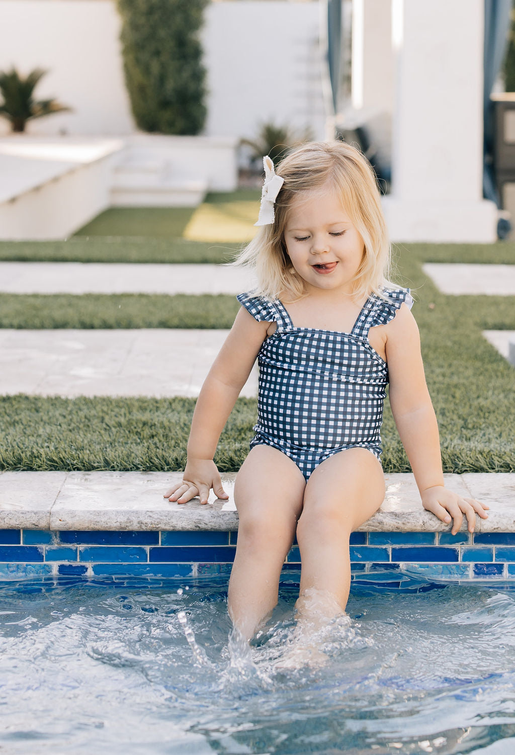 Navy Gingham One-piece
