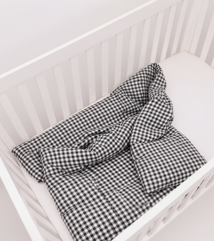 Black Gingham Crib Quilted Blanket