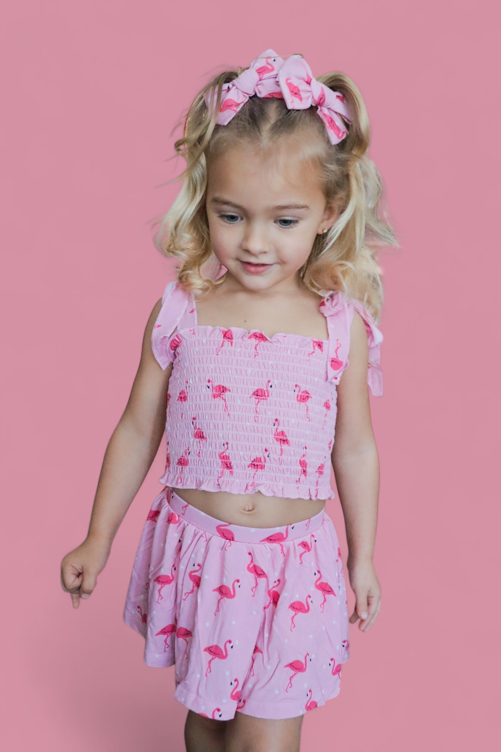 Flocking Flamingos Dream Bow Hair Clips