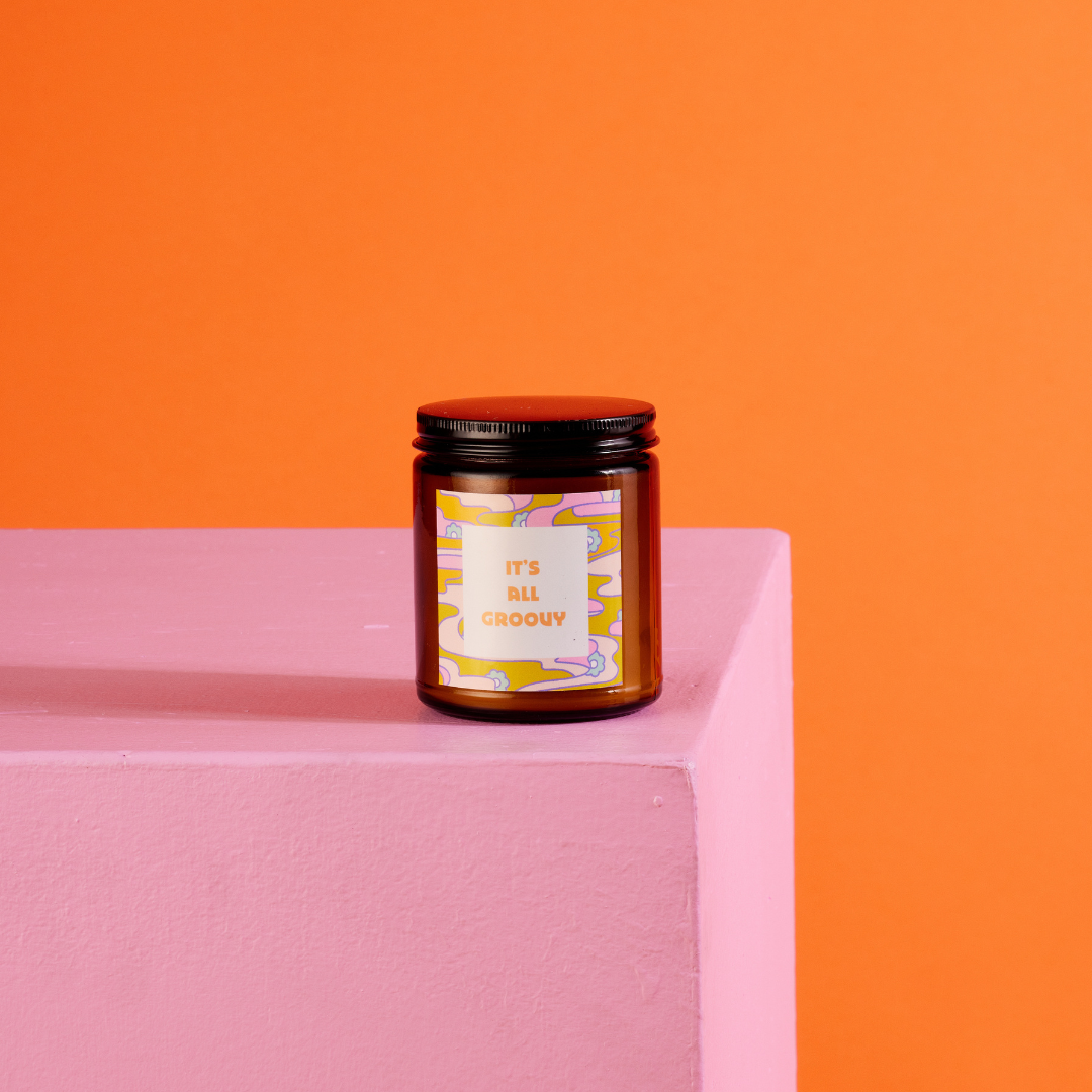 Candle Jar W/lid Amber - Delightful