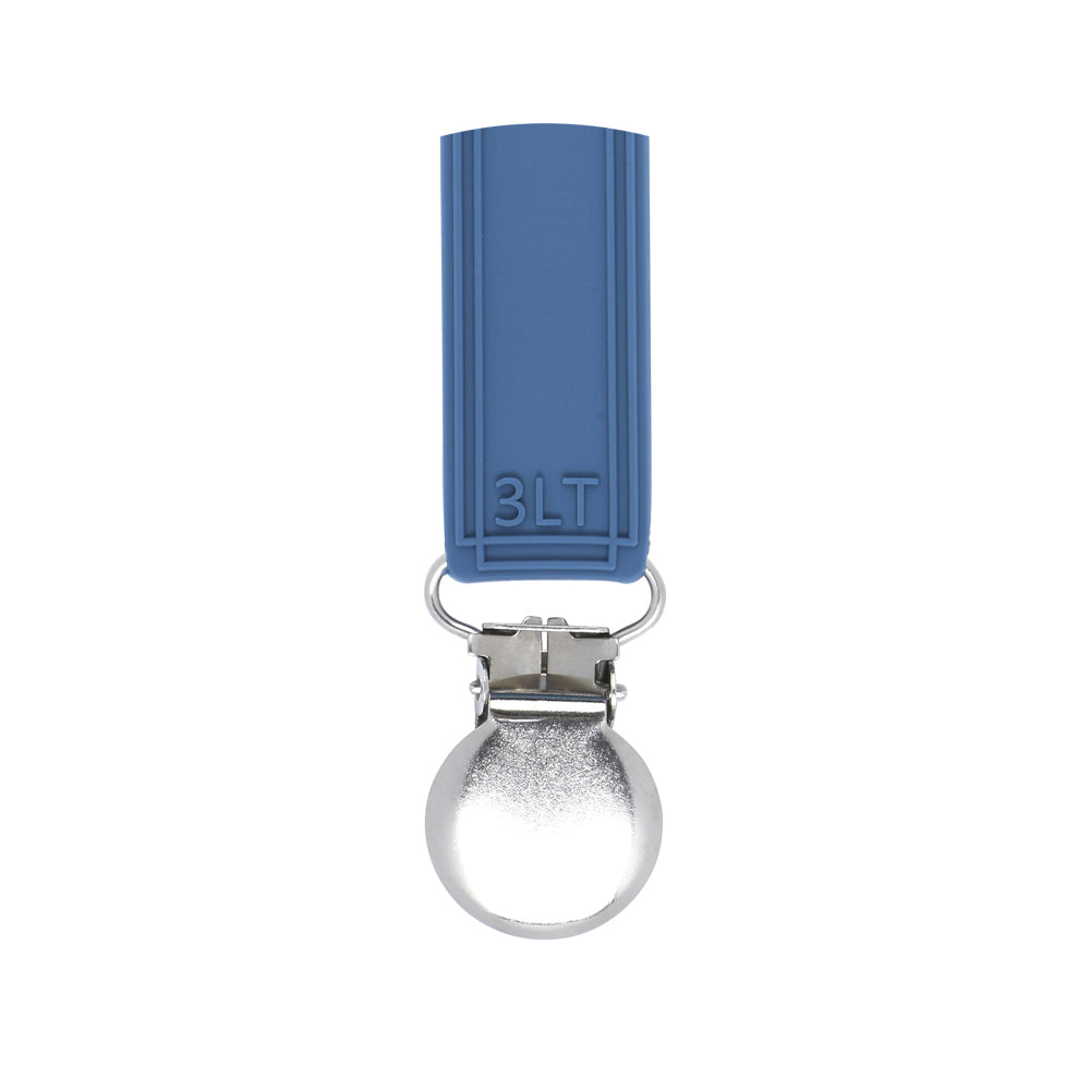 Classic Blue All Silicone One Piece Pacifier Clip