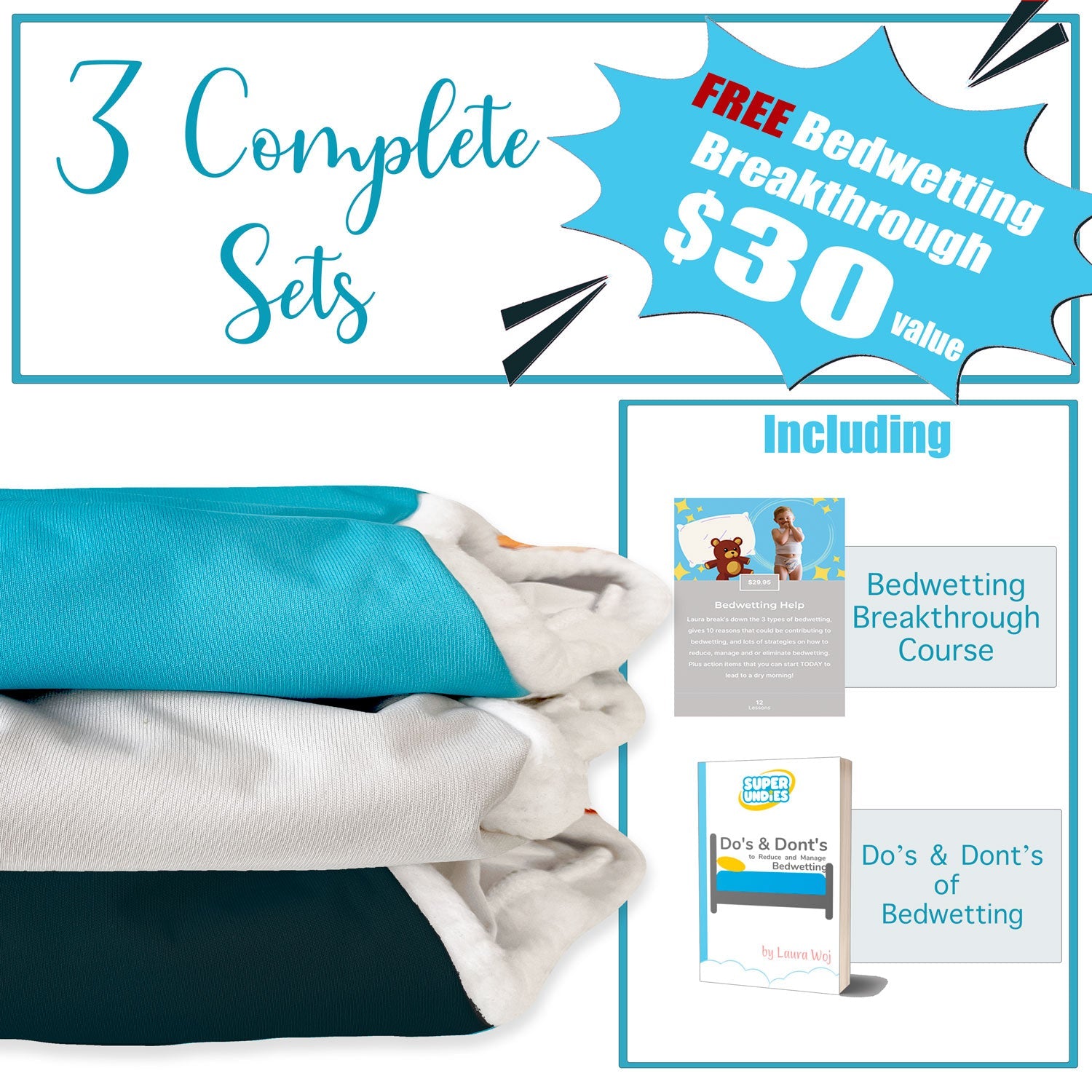Brain Training Bedwetting Pants 3-pack