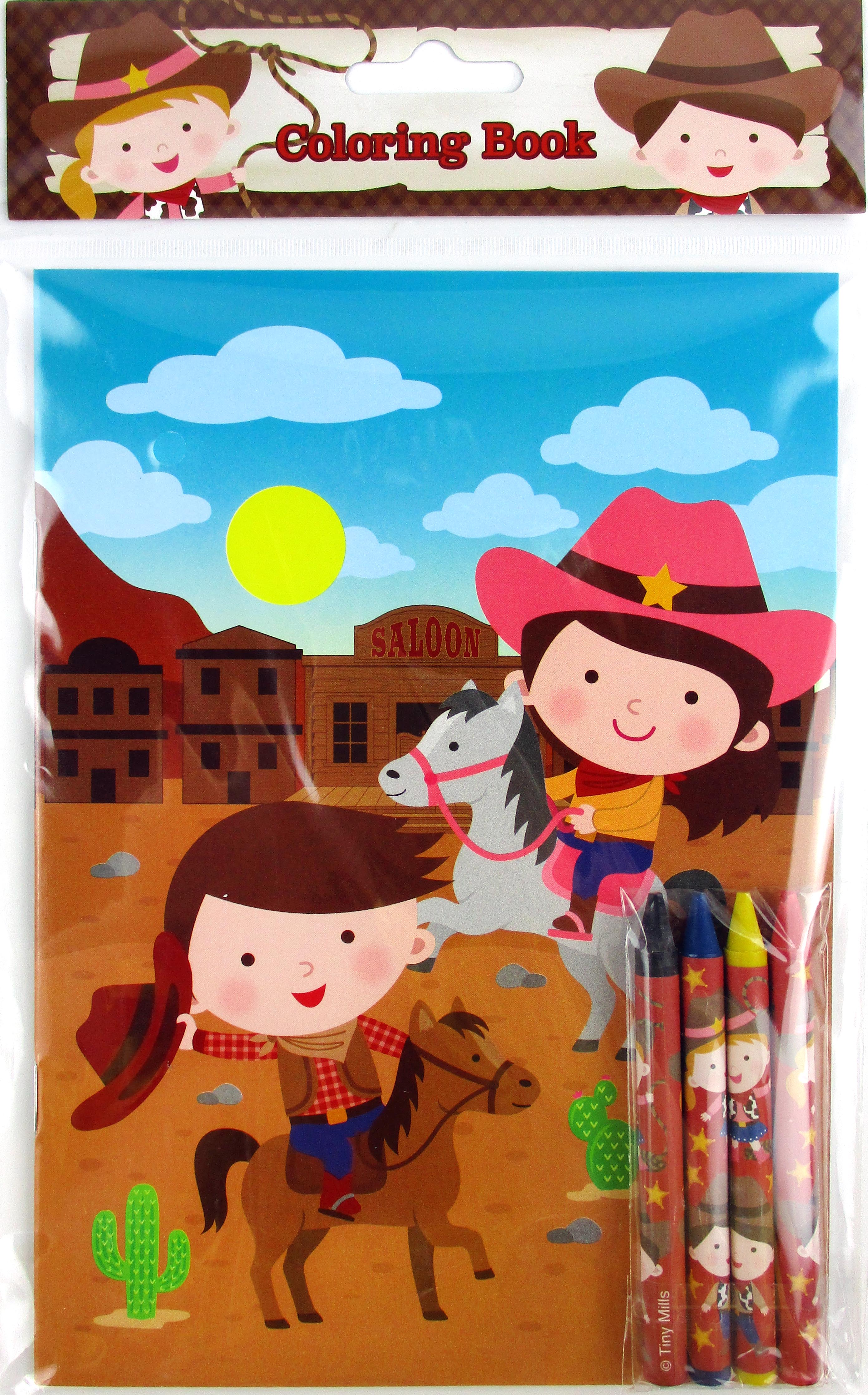 Western Cowboy Cowgirl Coloring Books With Crayons Party Favors - Set Of 6 Or 12