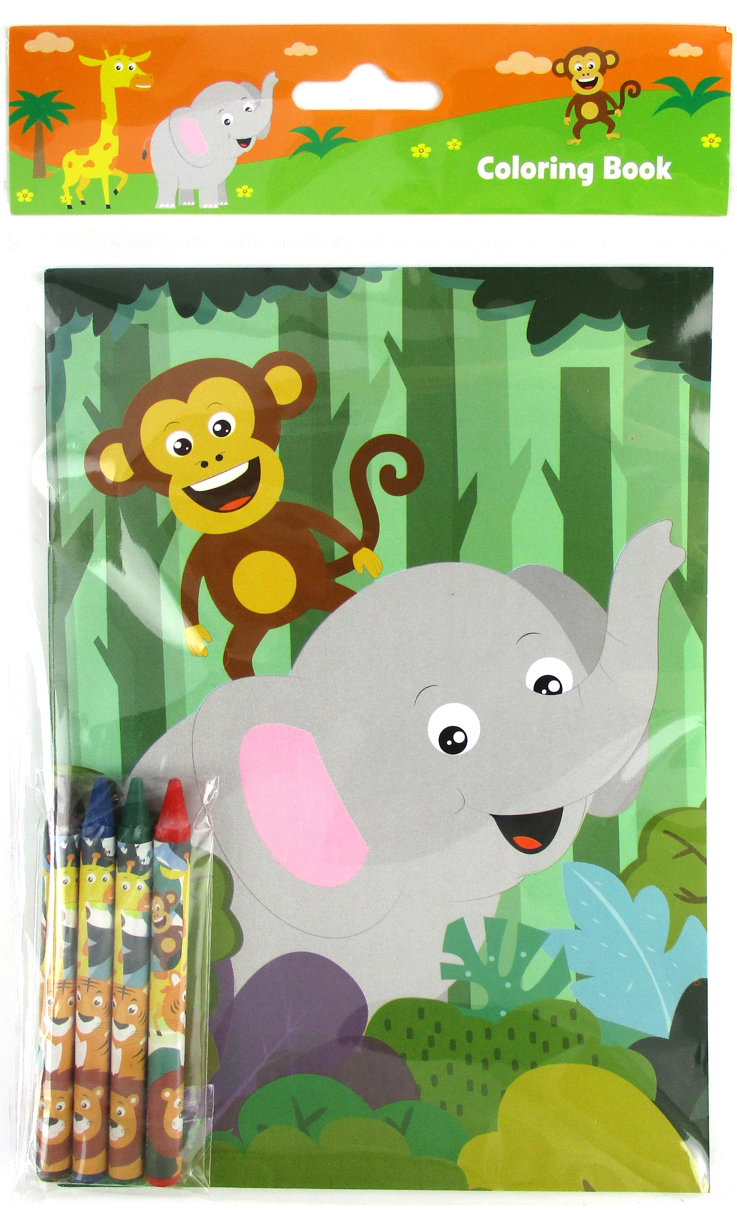 Zoo Jungle Safari Animals Coloring Books With Crayons Party Favors - Set Of 6 Or 12