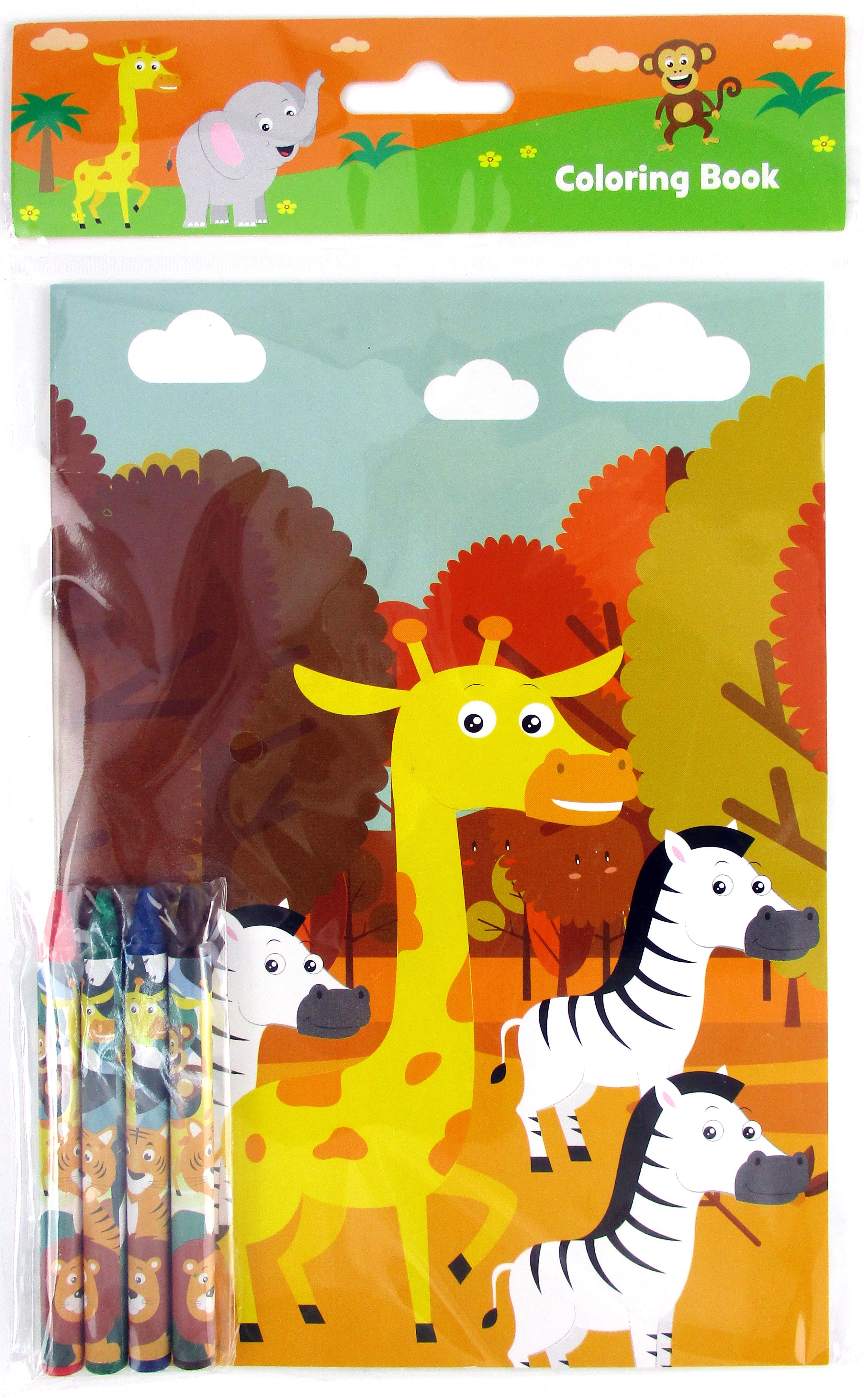 Zoo Jungle Safari Animals Coloring Books With Crayons Party Favors - Set Of 6 Or 12