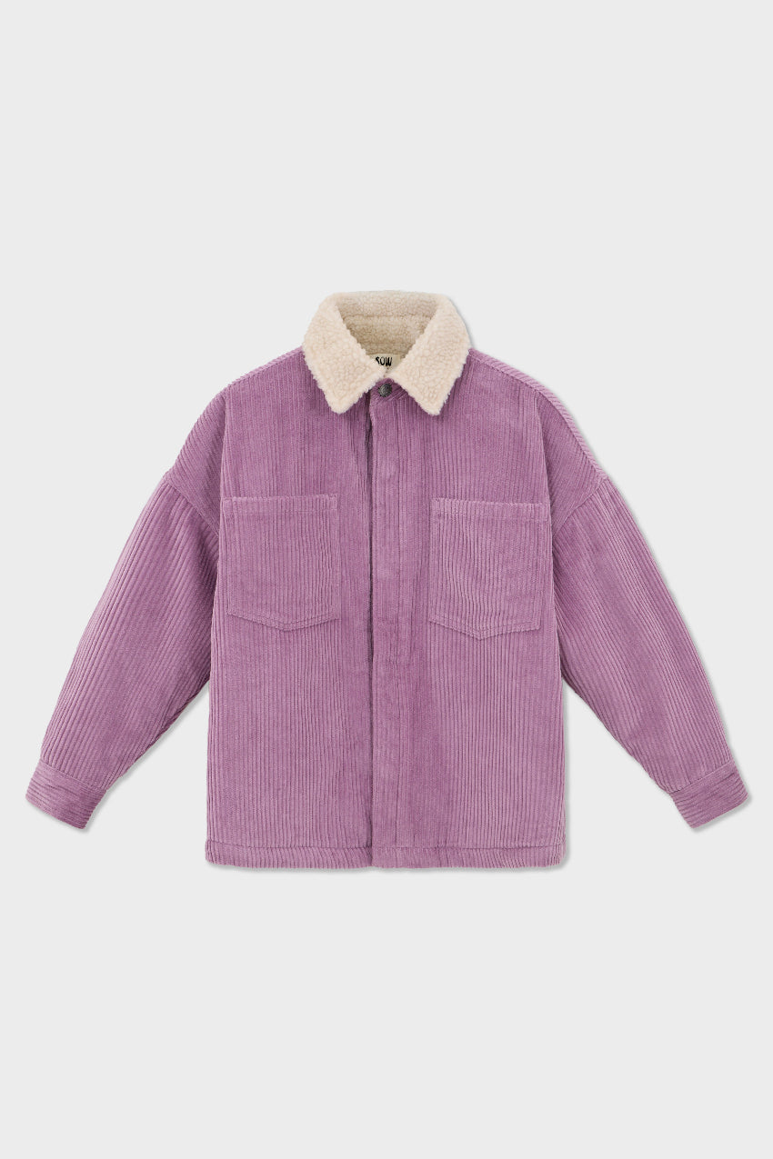 Organic Cotton Corduroy Shirt Jacket With Sherpa Lining