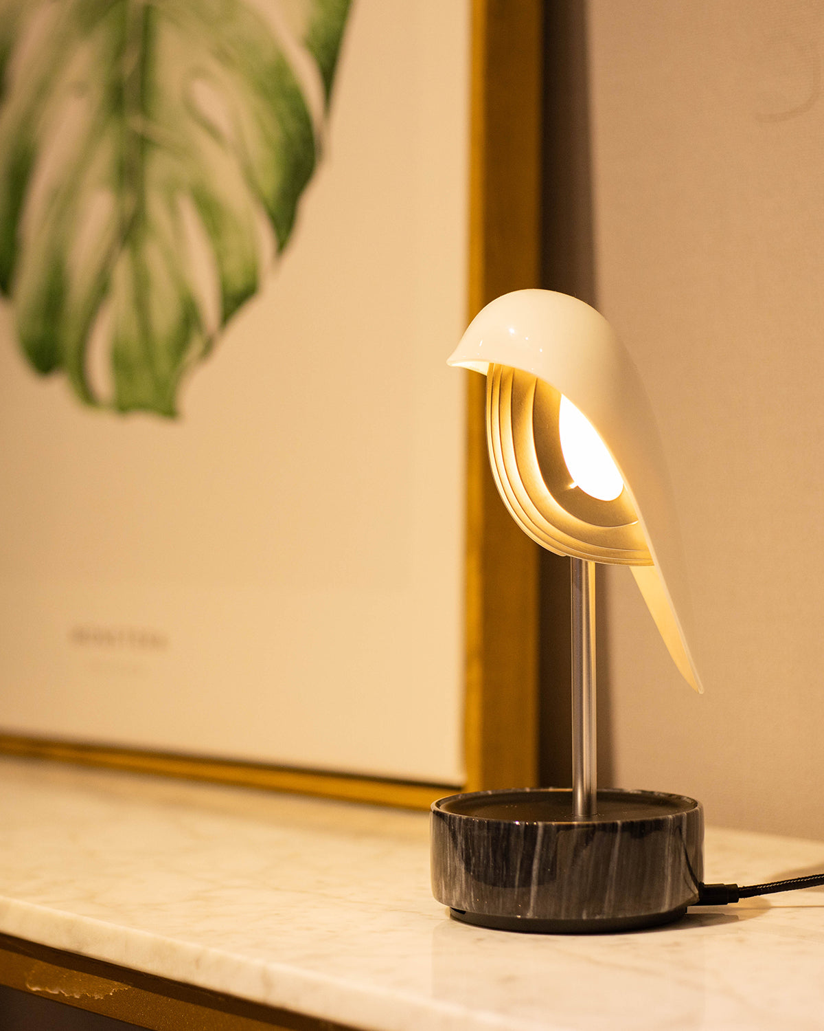 Alarm Clock + Light Chirp Black Marble And Silver
