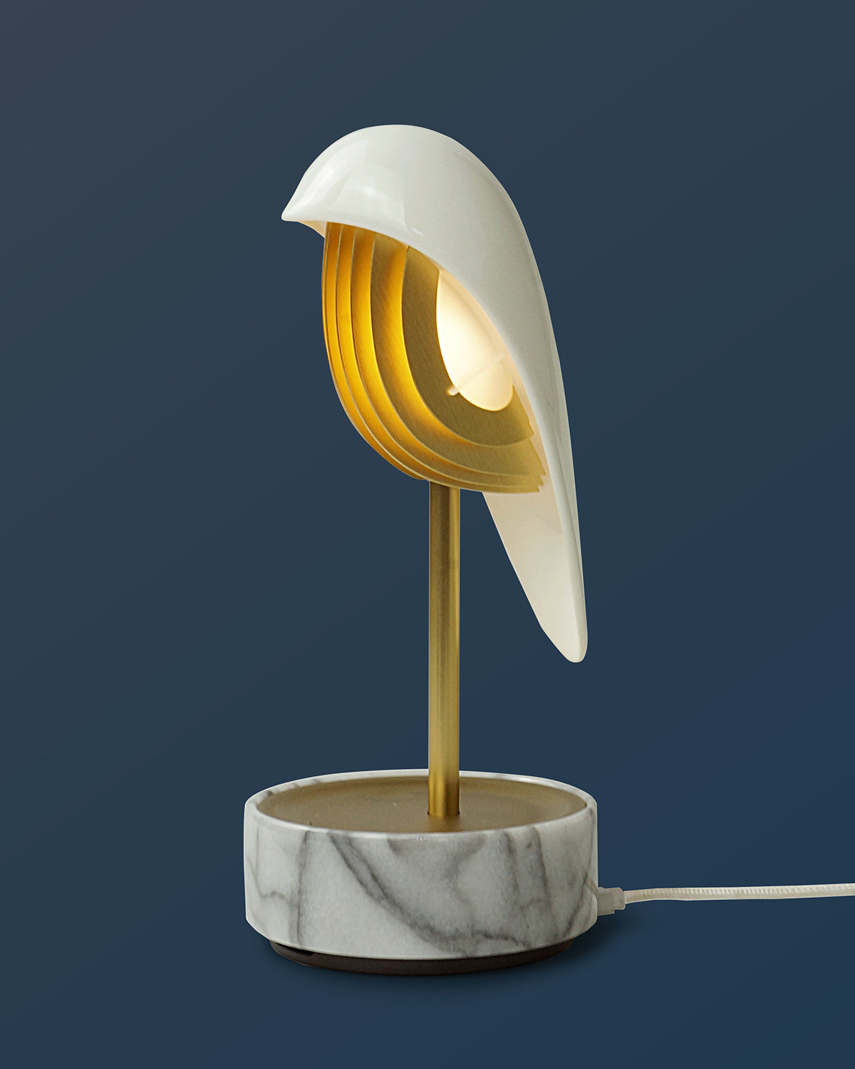 Alarm Clock + Light Chirp White Marble And Gold