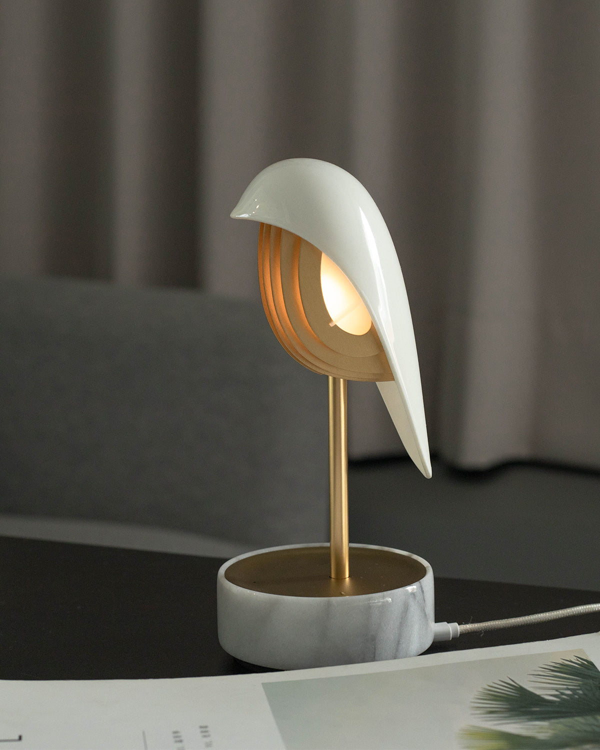 Alarm Clock + Light Chirp White Marble And Gold