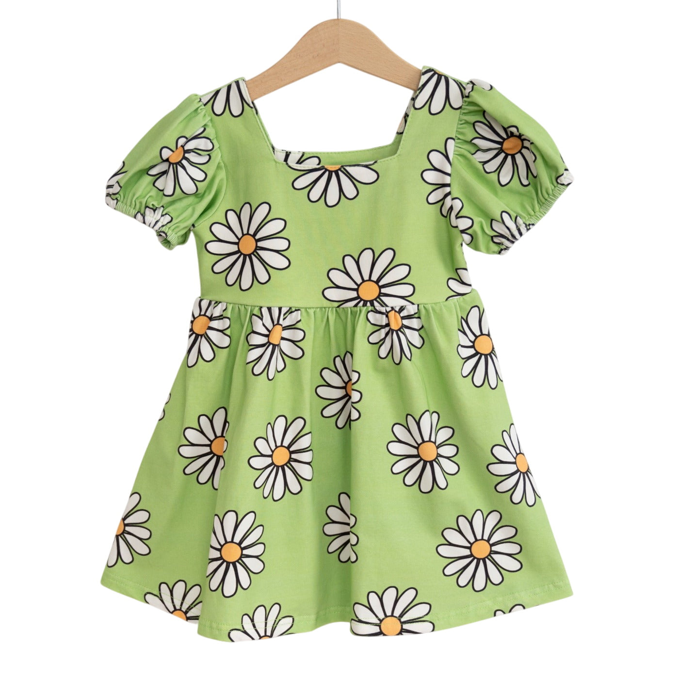 Strawberry Jam Kids Green Daisy Dress For Spring & Summer