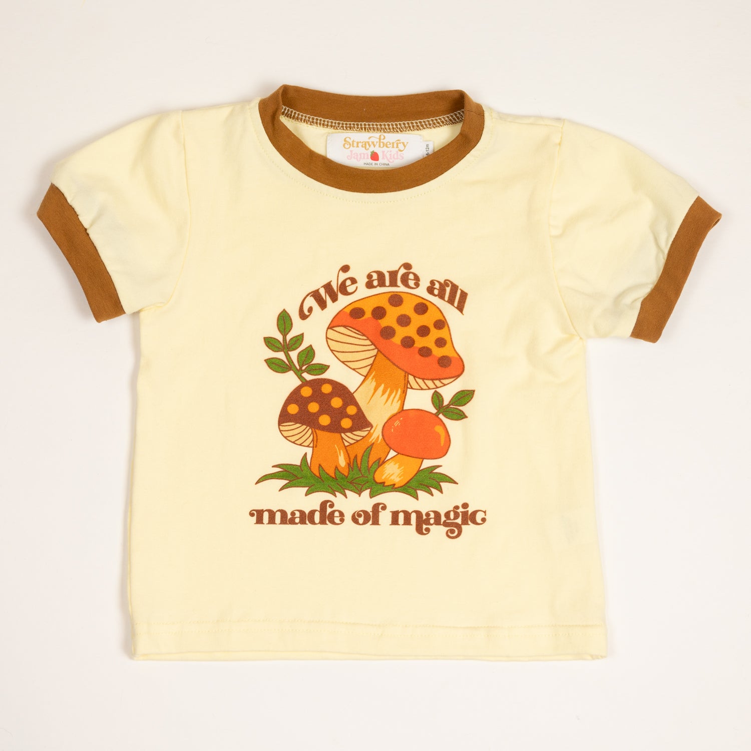 Kids Retro Graphic Tee With Mushrooms
