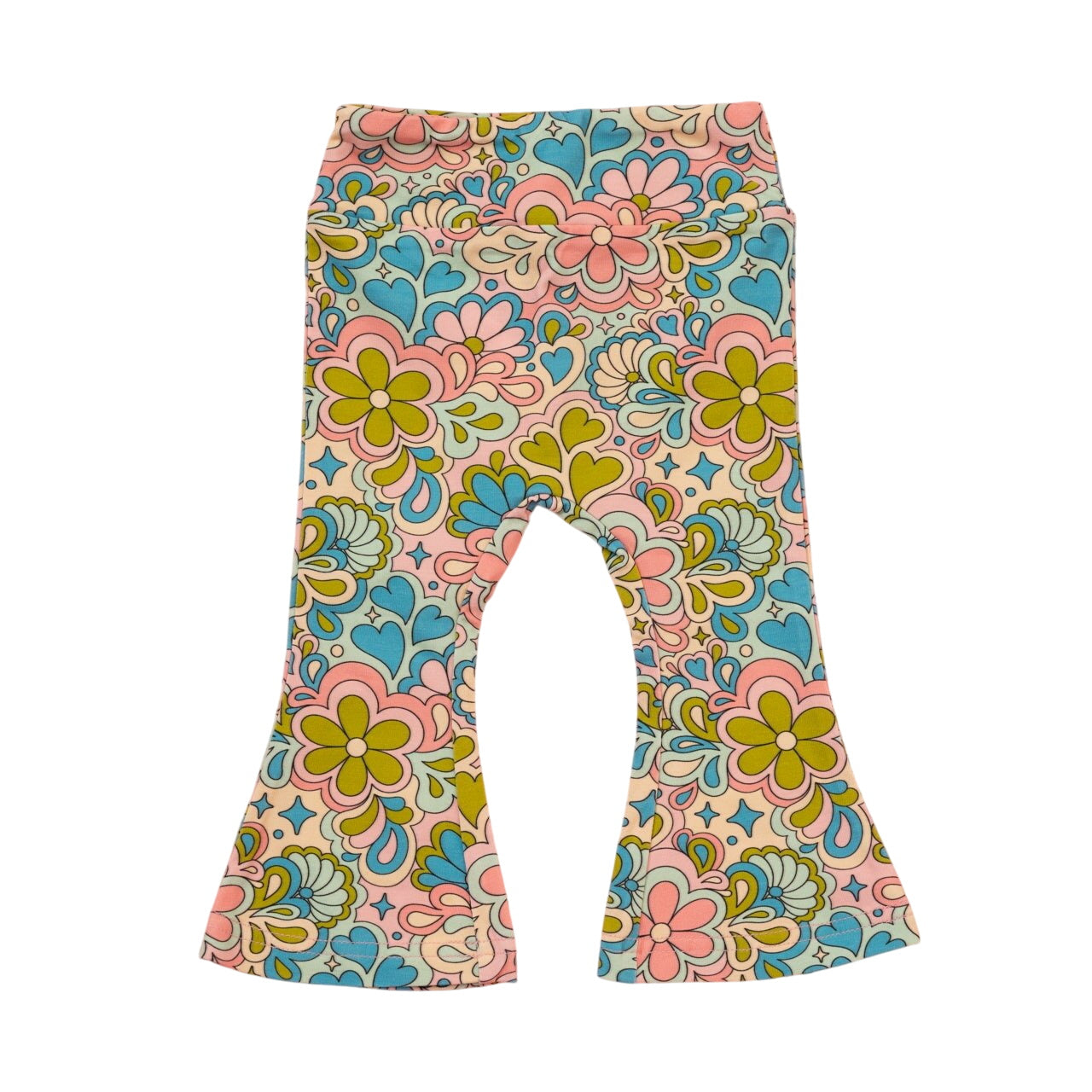 Blue Psychedelic 60s Girls Bell Bottoms Leggings