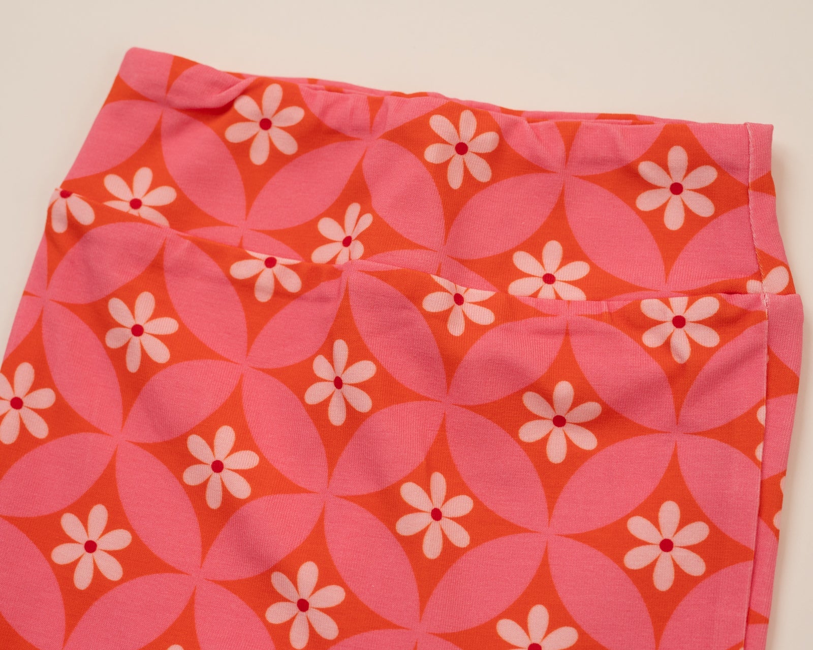 Pink And Orange Flower 60s Girls Bell Bottoms Leggings