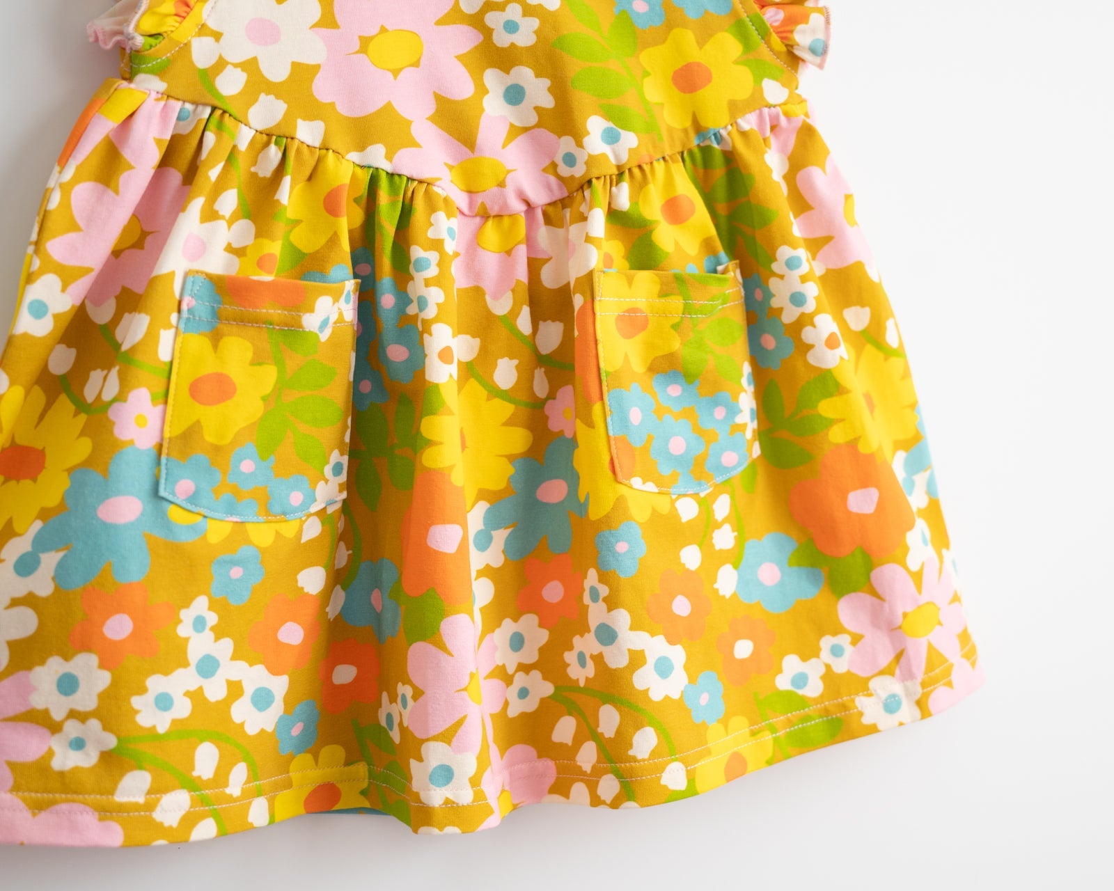 Girls' Flutter Dress In Sixties Wild Blooms